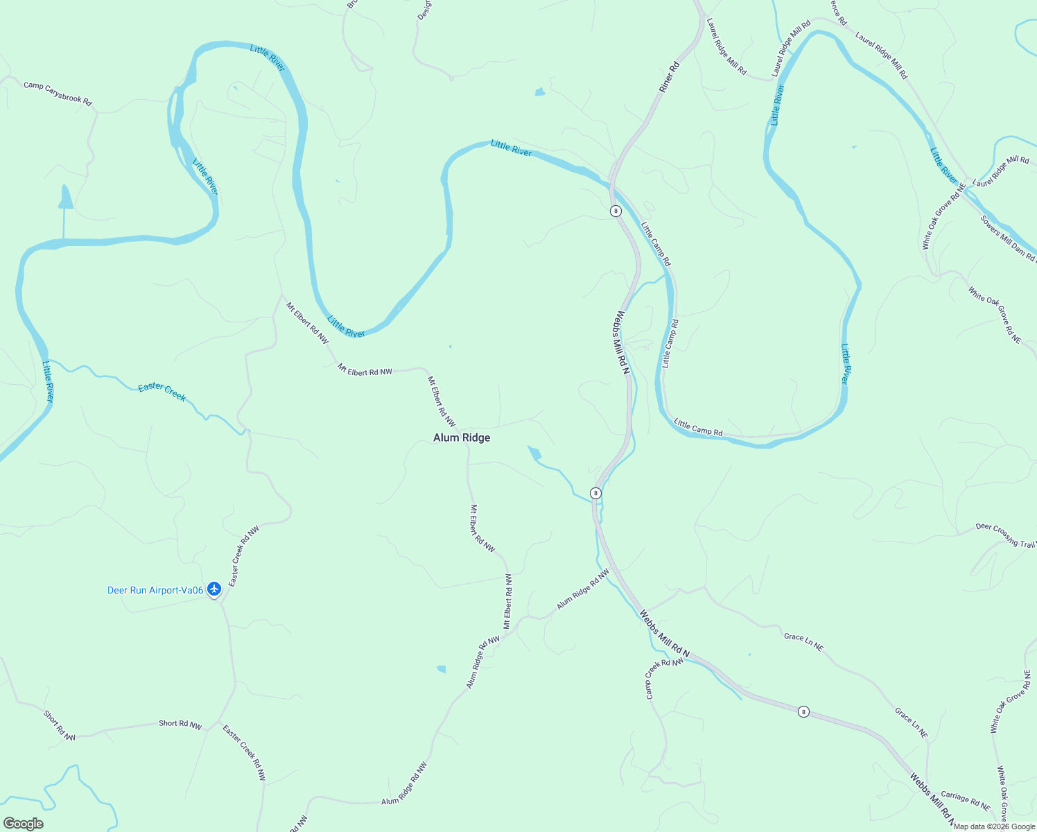 map of restaurants, bars, coffee shops, grocery stores, and more near 200-298 Turman Drive Northwest in Riner