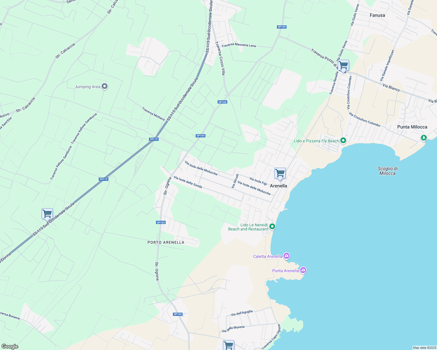 map of restaurants, bars, coffee shops, grocery stores, and more near 62 Via Isole delle Filippine in Arenella