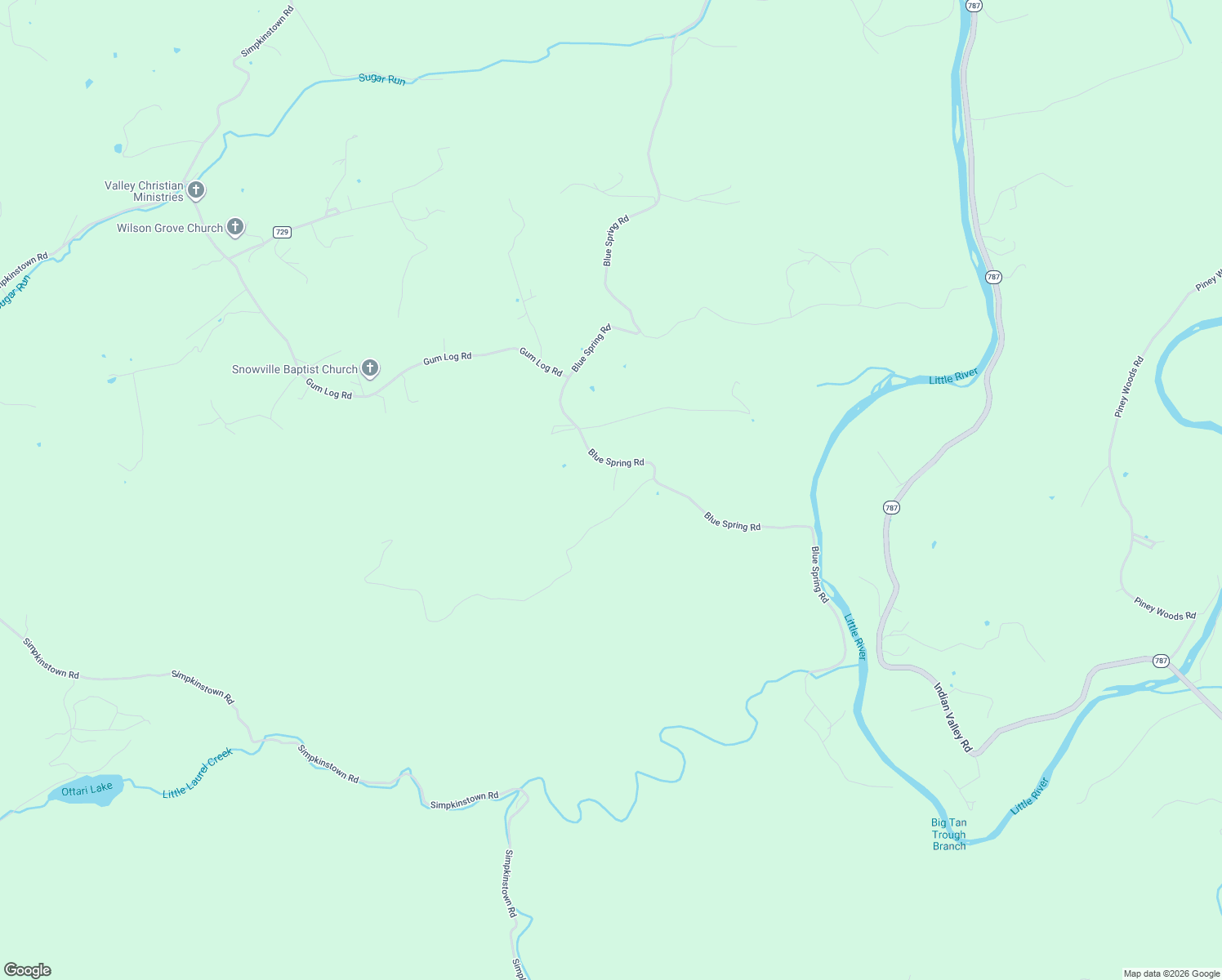 map of restaurants, bars, coffee shops, grocery stores, and more near 6089 Blue Spring Road in Hiwassee