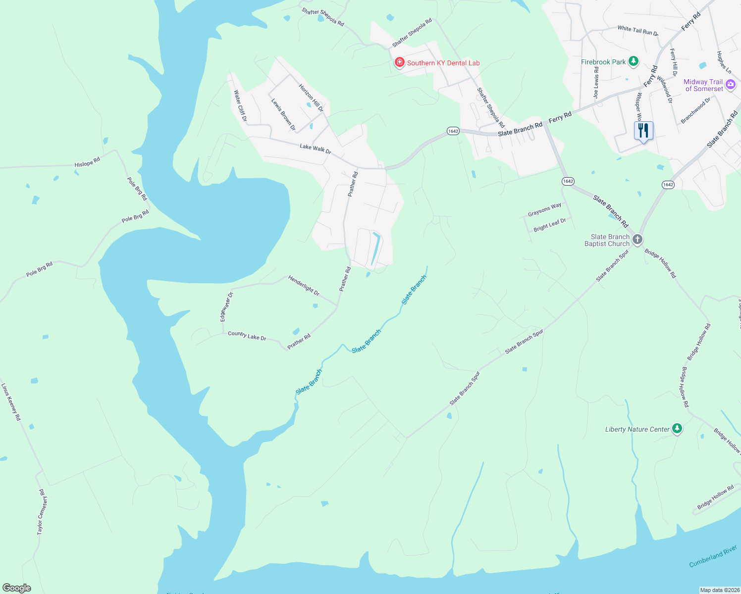 map of restaurants, bars, coffee shops, grocery stores, and more near 674 Prather Road in Somerset