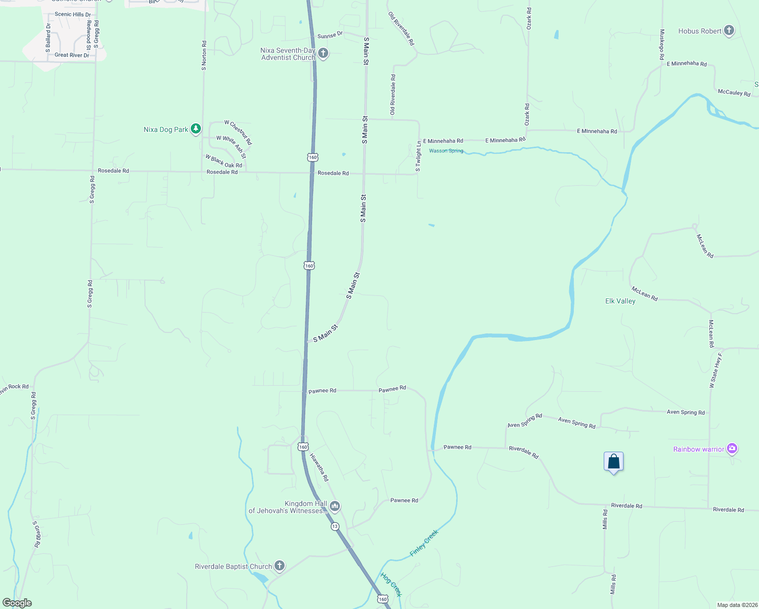 map of restaurants, bars, coffee shops, grocery stores, and more near 1309-1343 Sassafras Lane in Nixa