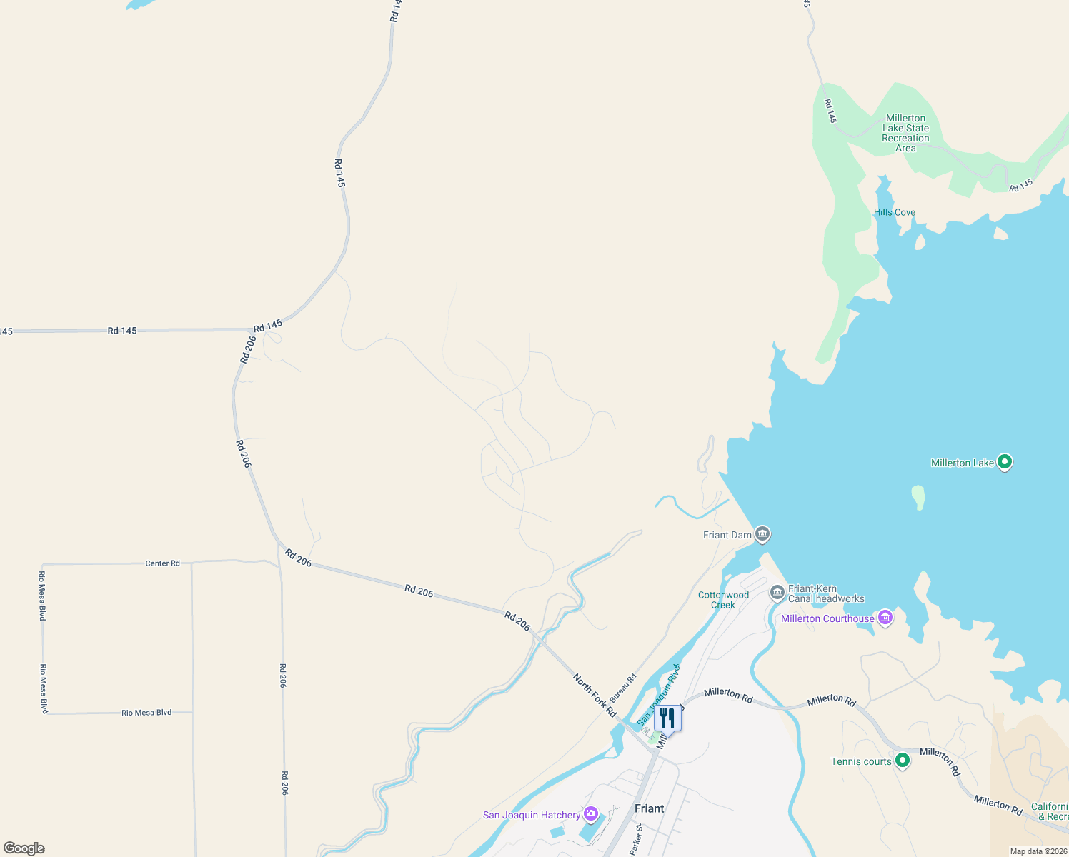 map of restaurants, bars, coffee shops, grocery stores, and more near in Friant