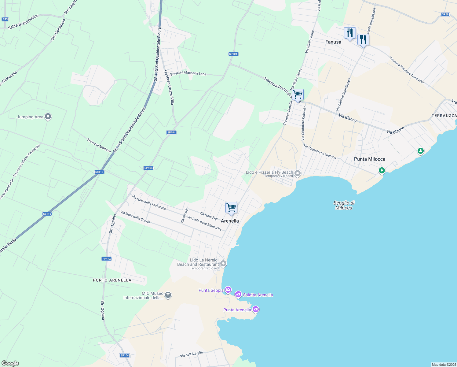 map of restaurants, bars, coffee shops, grocery stores, and more near 14 Via Isole Marchesi in Arenella