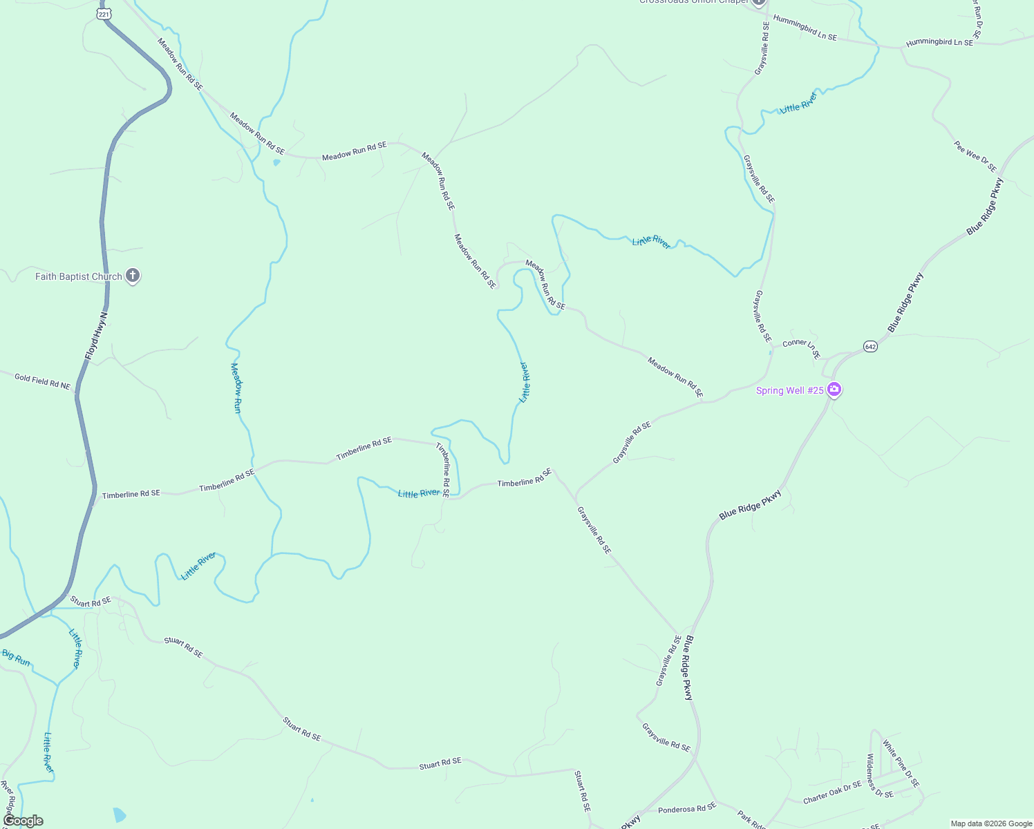 map of restaurants, bars, coffee shops, grocery stores, and more near 1073 Timberline Road Southeast in Copper Hill