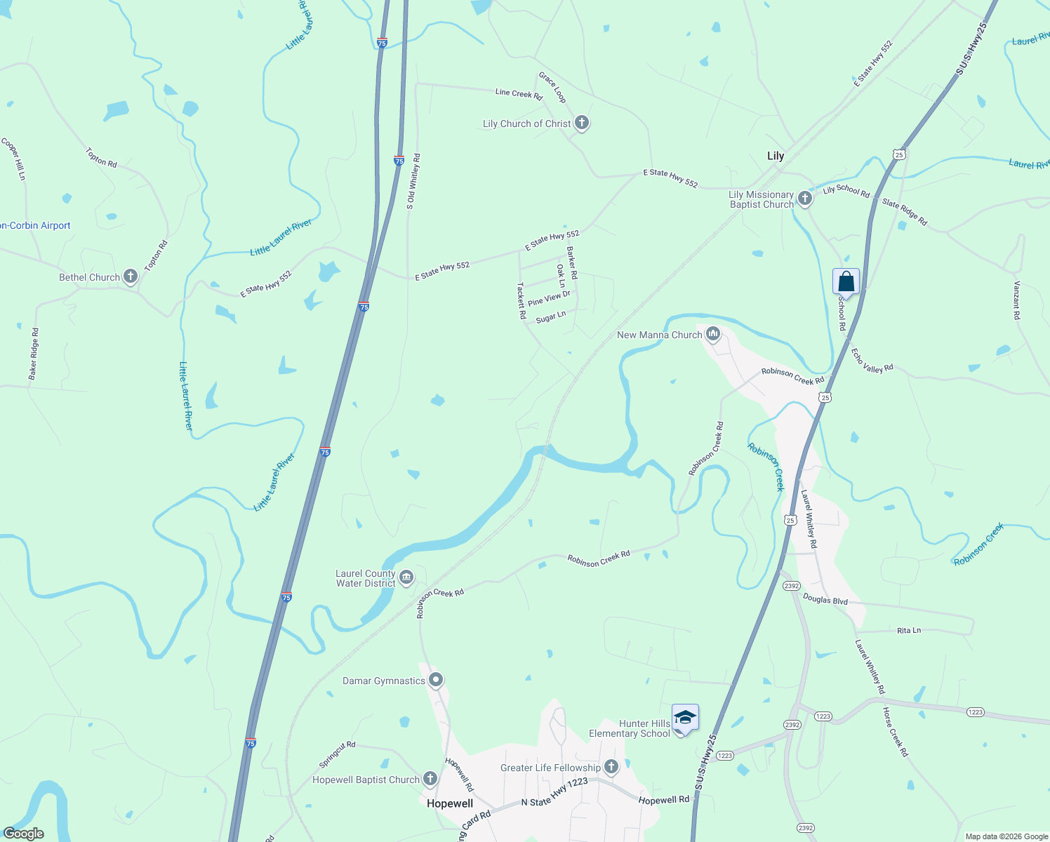 map of restaurants, bars, coffee shops, grocery stores, and more near 311 Tackett Spur Road in Lily