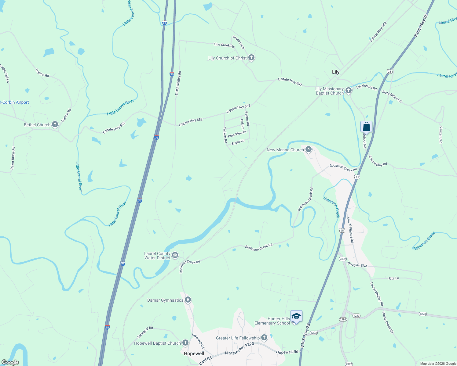 map of restaurants, bars, coffee shops, grocery stores, and more near 311 Tackett Spur Road in Lily