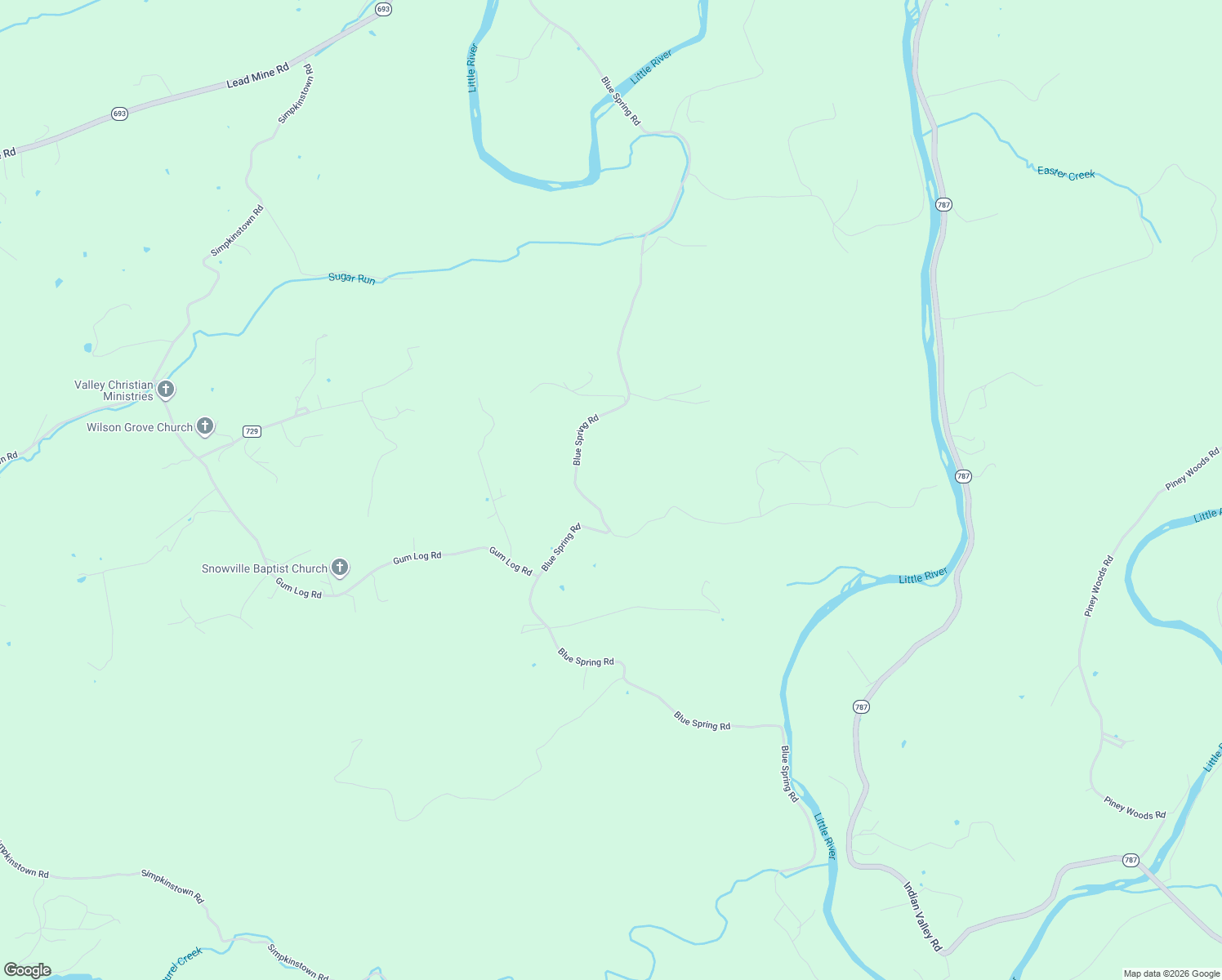 map of restaurants, bars, coffee shops, grocery stores, and more near 5730 Blue Springs Road in Hiwassee
