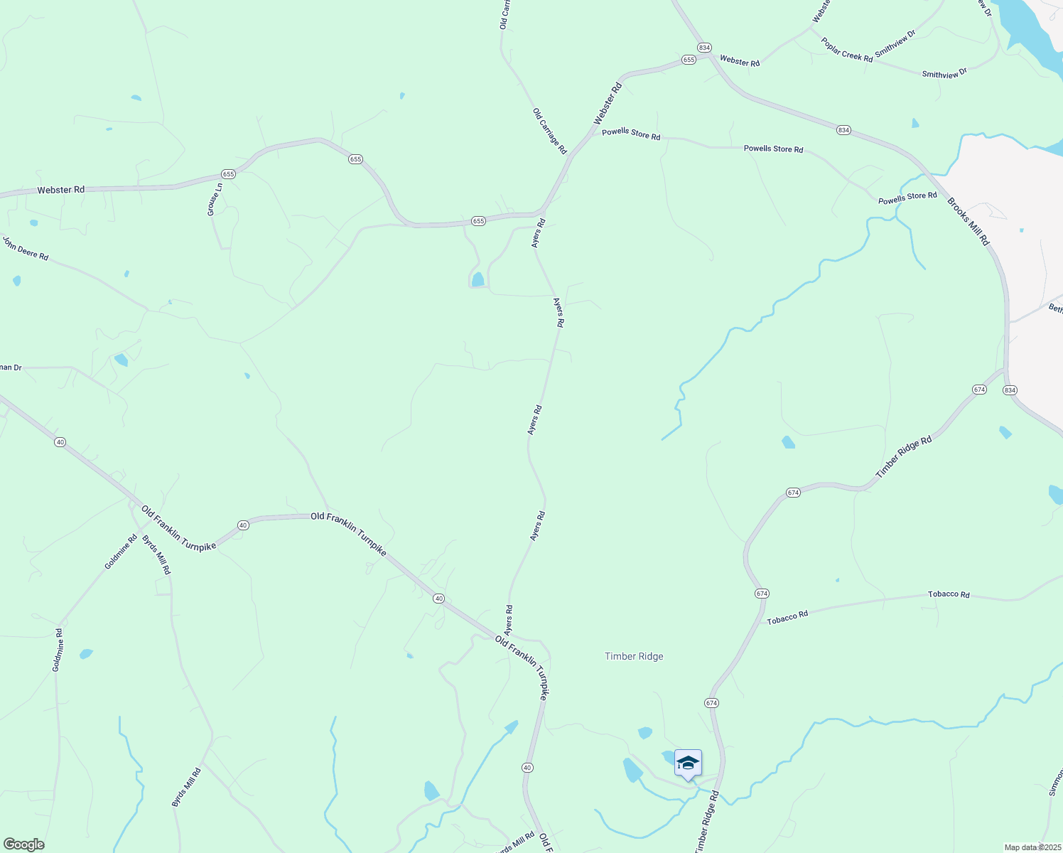 map of restaurants, bars, coffee shops, grocery stores, and more near Ayers Road in Franklin County