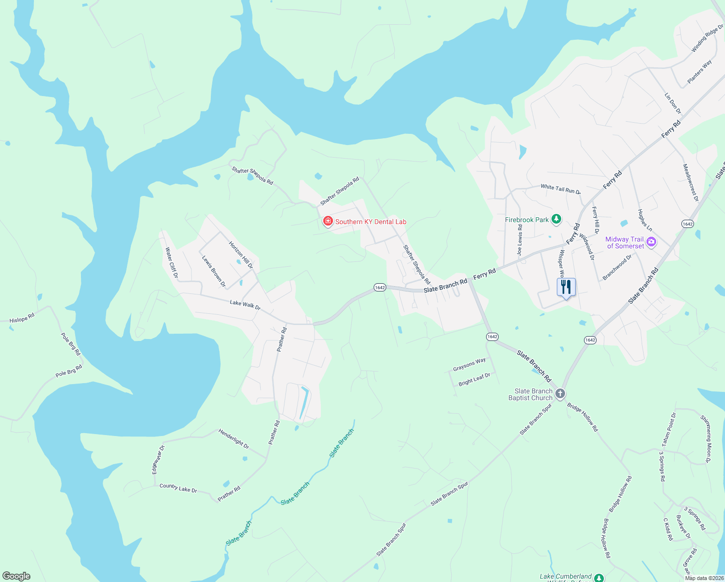 map of restaurants, bars, coffee shops, grocery stores, and more near 4101-4349 Slate Branch Road in Somerset