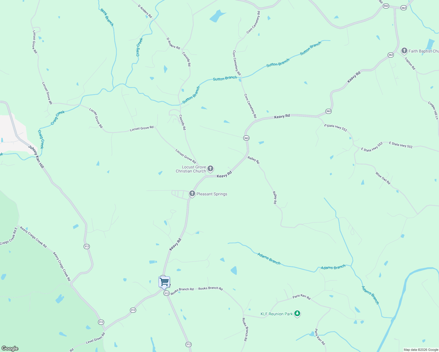 map of restaurants, bars, coffee shops, grocery stores, and more near 8368 Keavy Road in Keavy