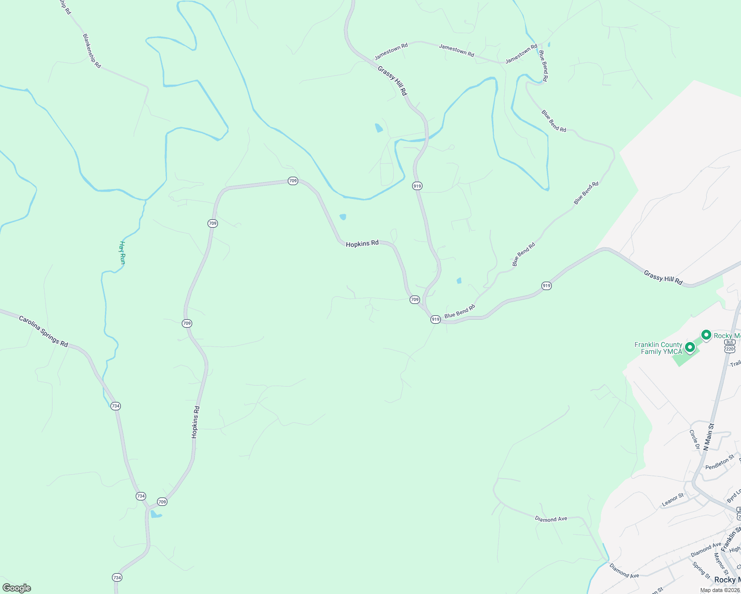 map of restaurants, bars, coffee shops, grocery stores, and more near 54 Moyerwood Road in Rocky Mount