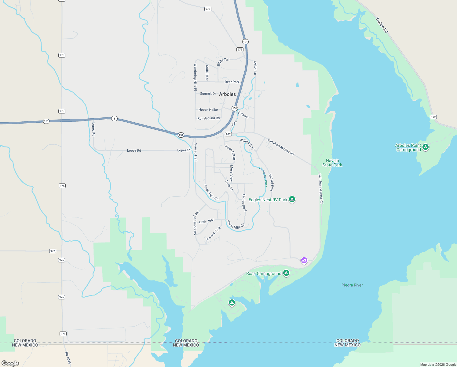 map of restaurants, bars, coffee shops, grocery stores, and more near 57 Easy Drive in Arboles