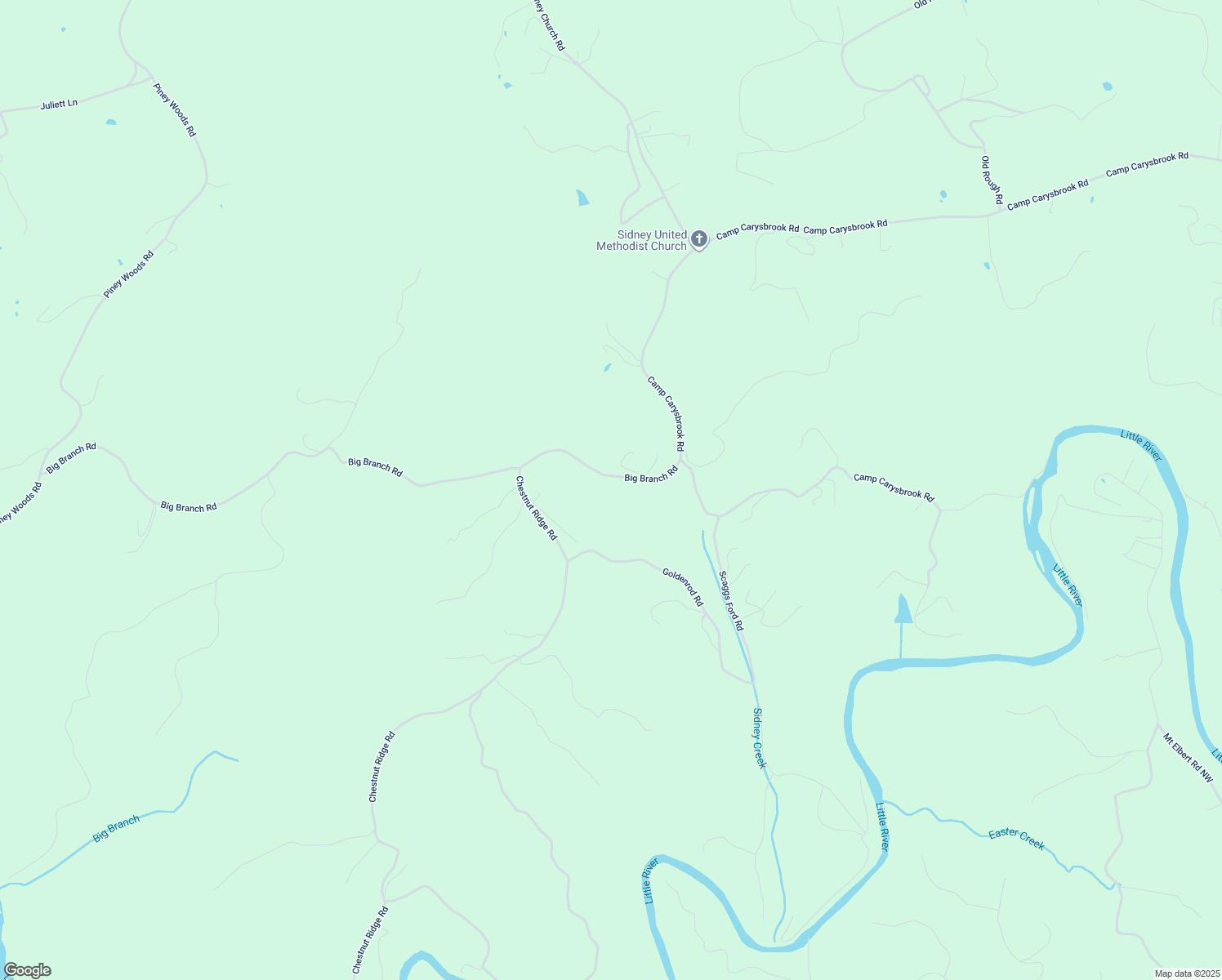 map of restaurants, bars, coffee shops, grocery stores, and more near 2759 Big Branch Road in Riner