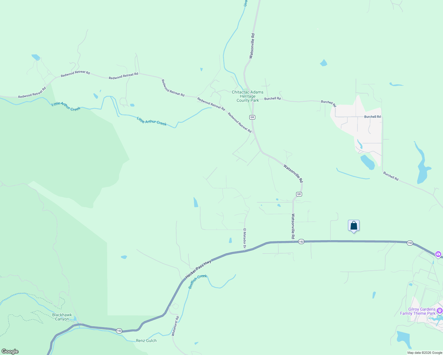 map of restaurants, bars, coffee shops, grocery stores, and more near 9025 El Doric Court in Gilroy