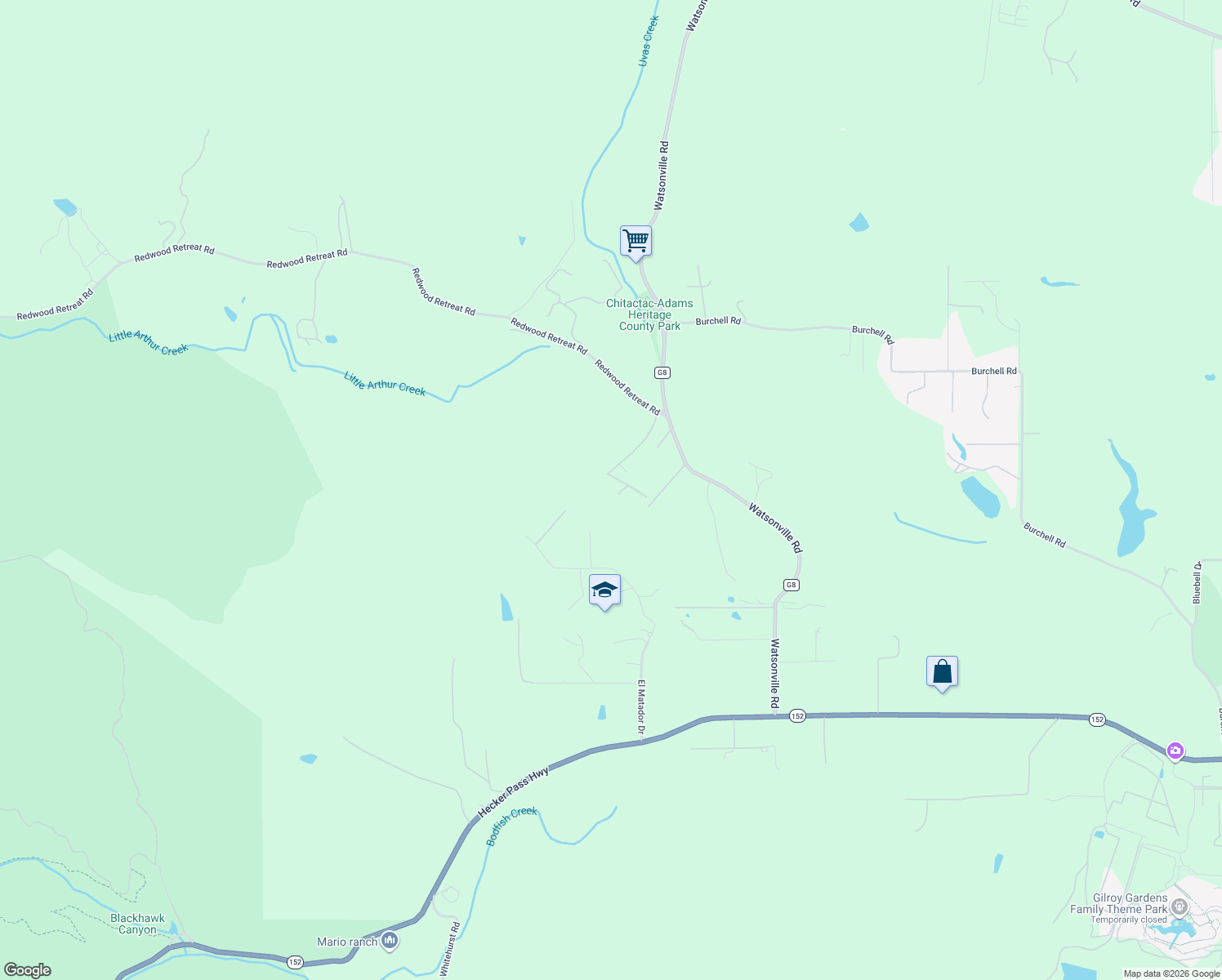 map of restaurants, bars, coffee shops, grocery stores, and more near 9130 Paseo Tranquillo in Gilroy