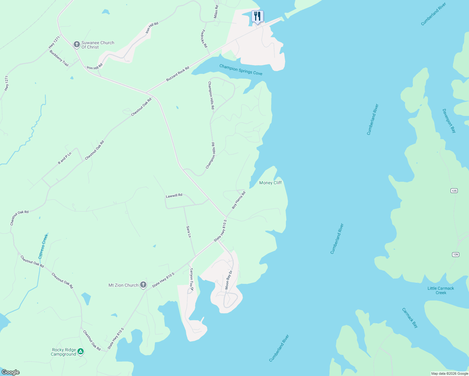 map of restaurants, bars, coffee shops, grocery stores, and more near 592 Roy Harris Rd in Kuttawa