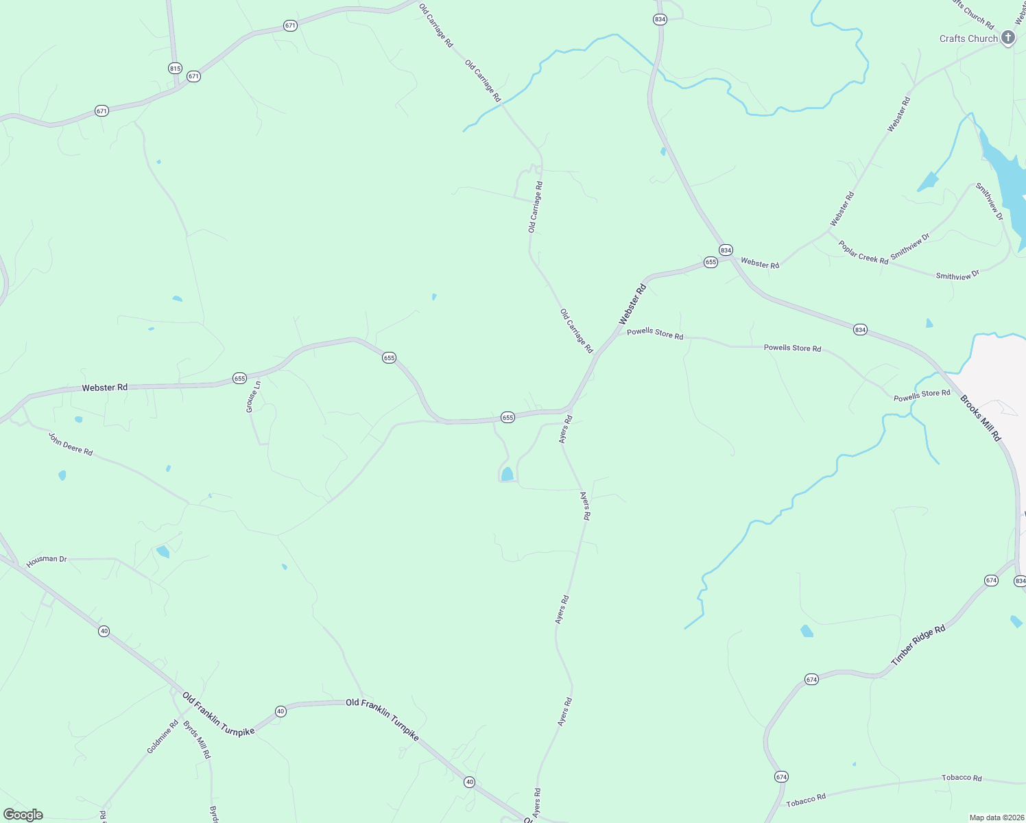 map of restaurants, bars, coffee shops, grocery stores, and more near 2409 Webster Road in Glade Hill