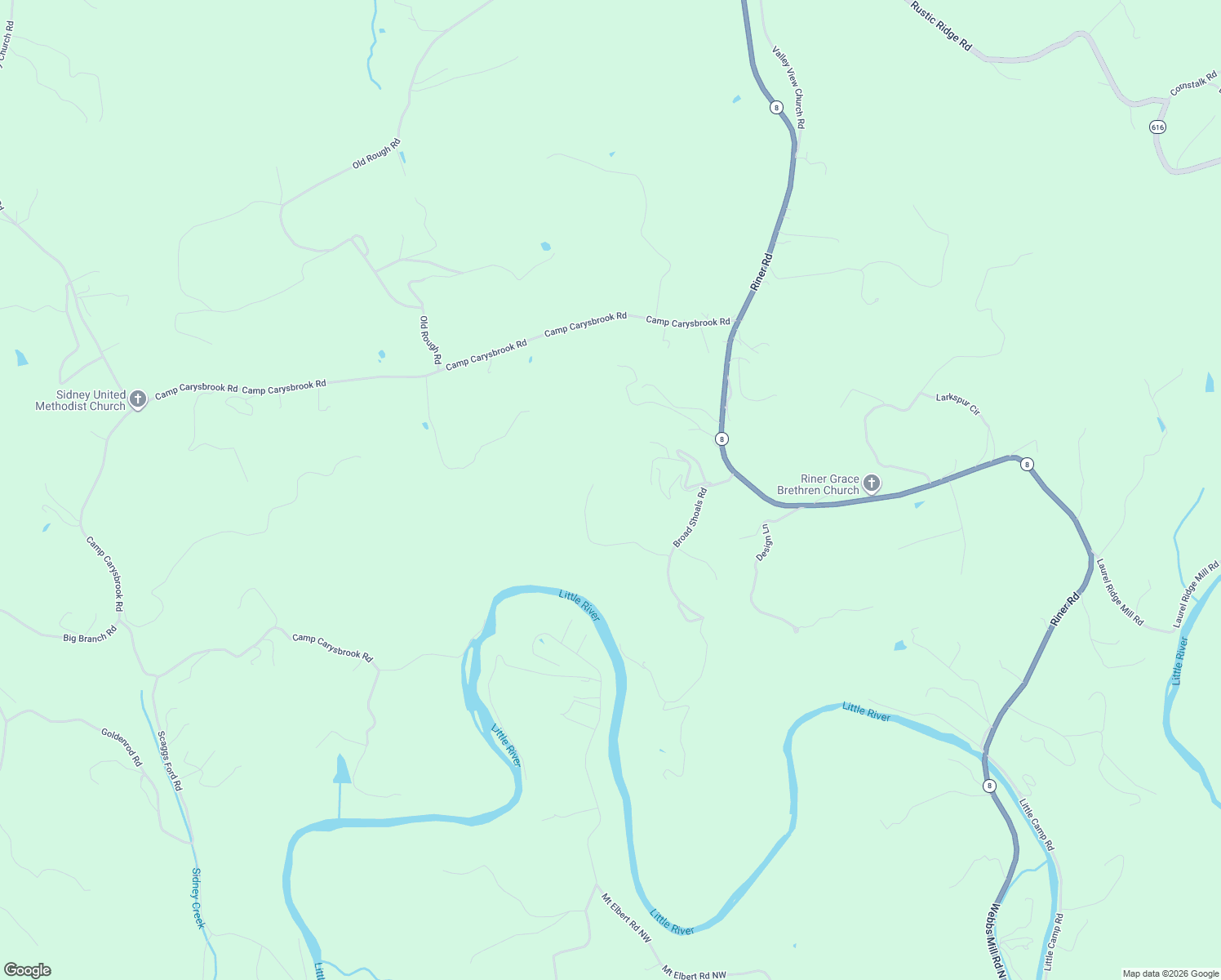 map of restaurants, bars, coffee shops, grocery stores, and more near in Riner