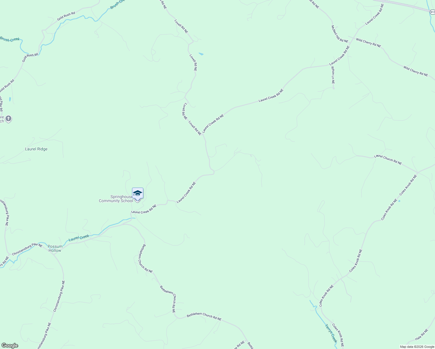 map of restaurants, bars, coffee shops, grocery stores, and more near 615 Laurel Creek Road Northeast in Pilot