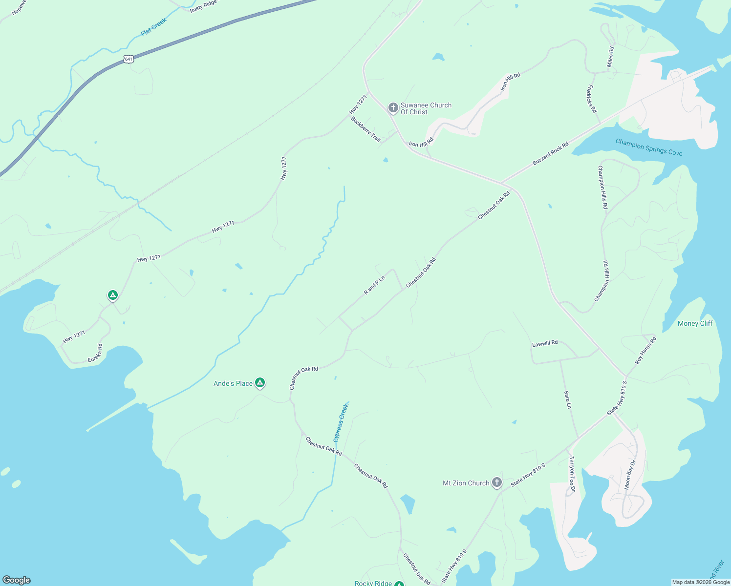 map of restaurants, bars, coffee shops, grocery stores, and more near Robertson Road in Kuttawa