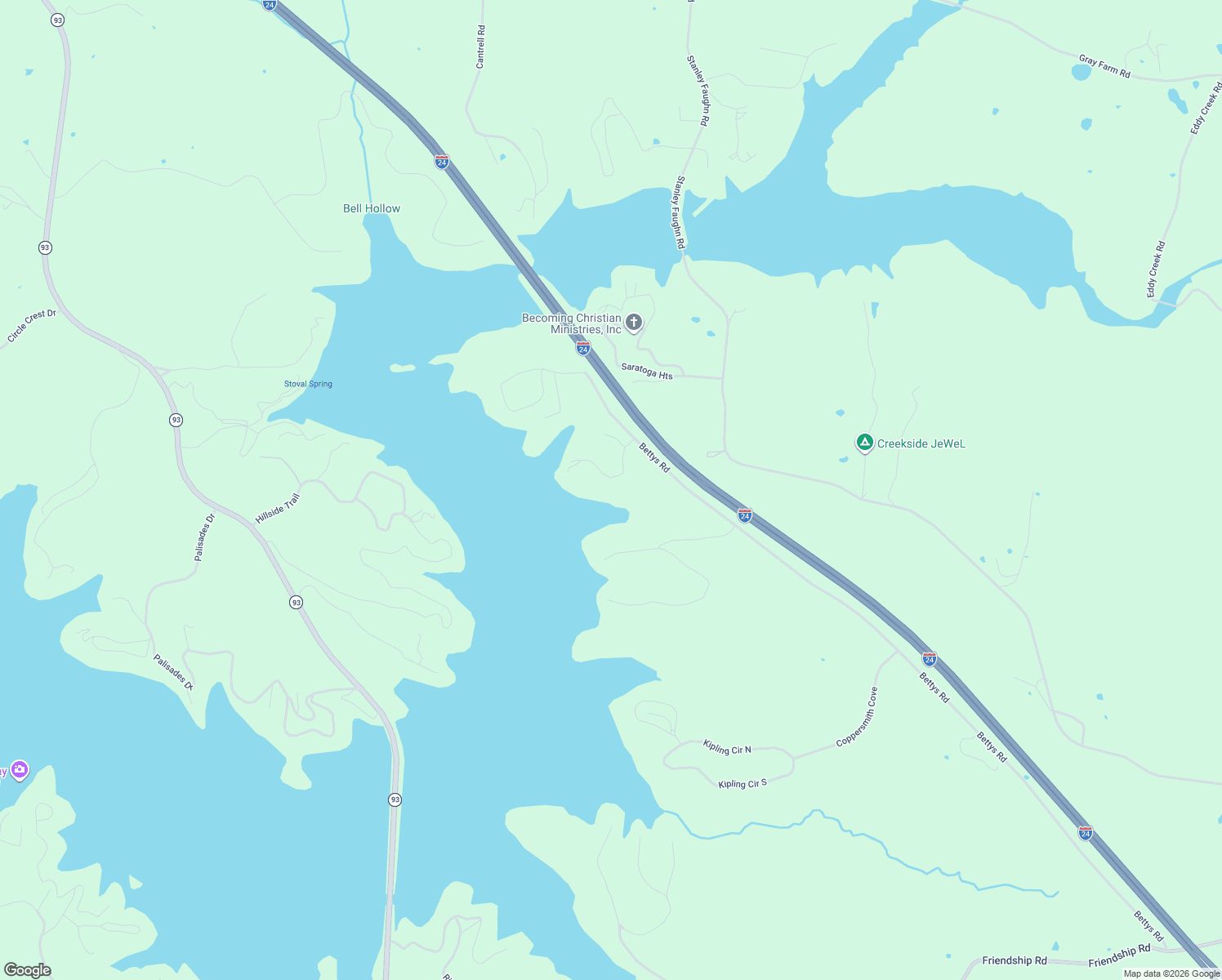 map of restaurants, bars, coffee shops, grocery stores, and more near Chelsea in Eddyville