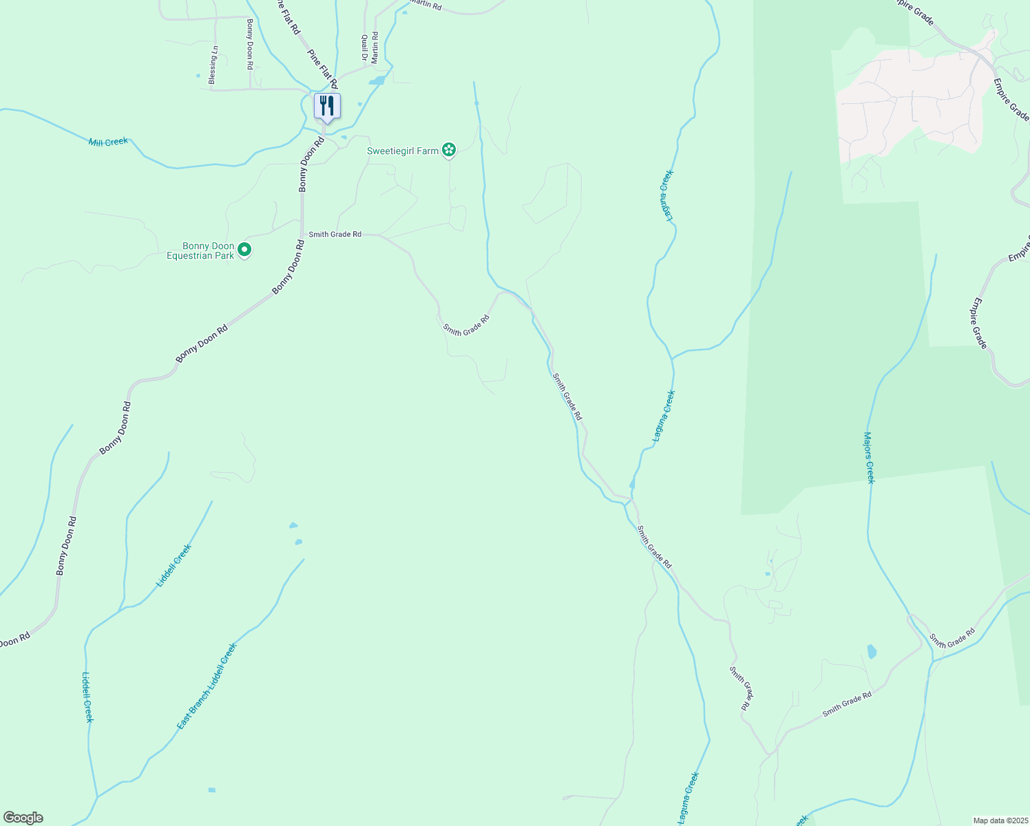 map of restaurants, bars, coffee shops, grocery stores, and more near 4209 Smith Grade Road in Santa Cruz