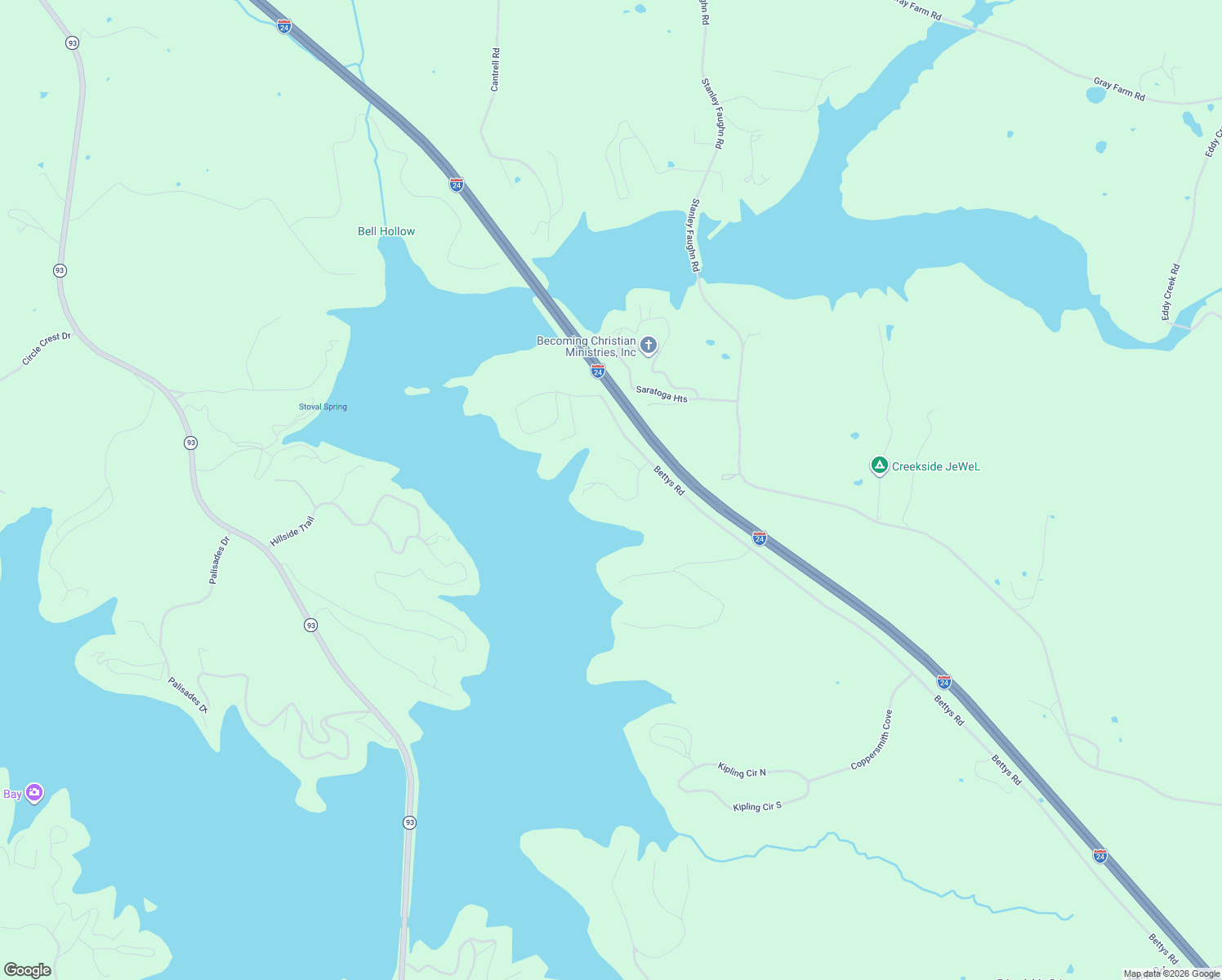 map of restaurants, bars, coffee shops, grocery stores, and more near Chelsea in Eddyville