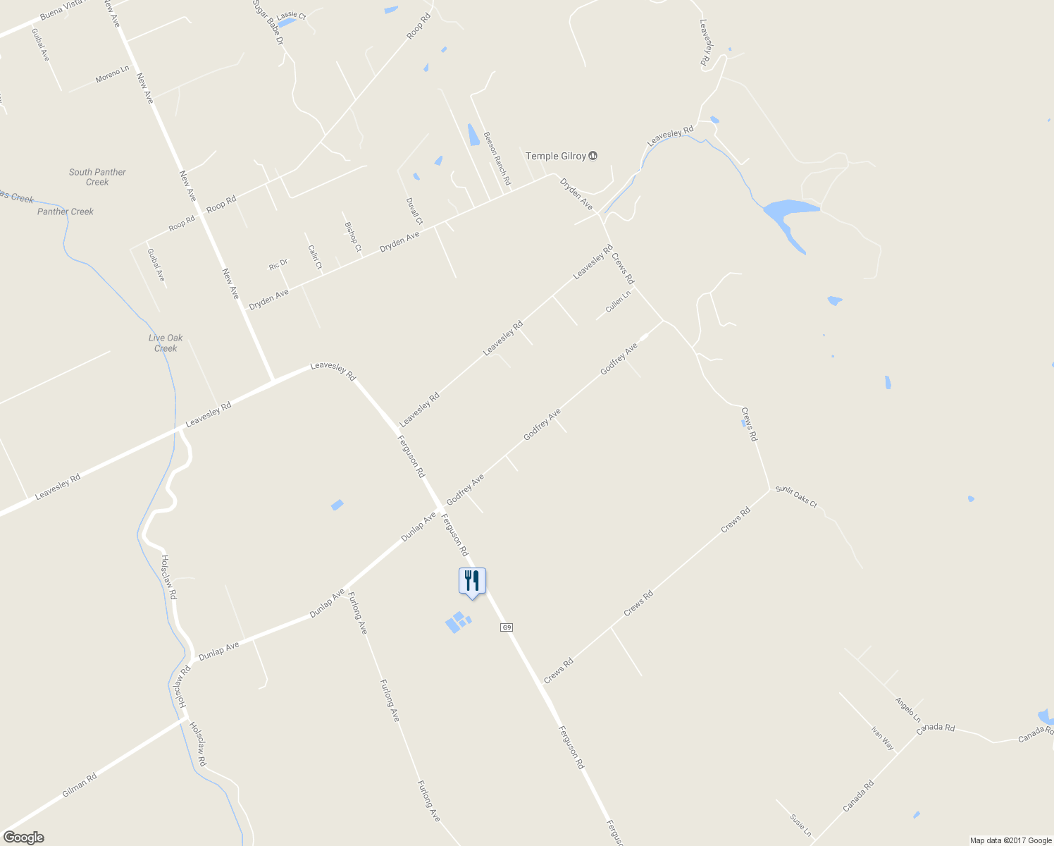 map of restaurants, bars, coffee shops, grocery stores, and more near 3105 Godfrey Avenue in Gilroy