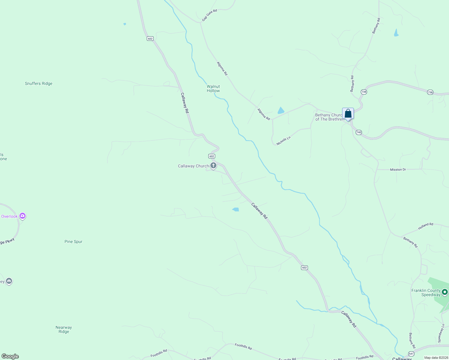 map of restaurants, bars, coffee shops, grocery stores, and more near 10401 Callaway Road in Callaway