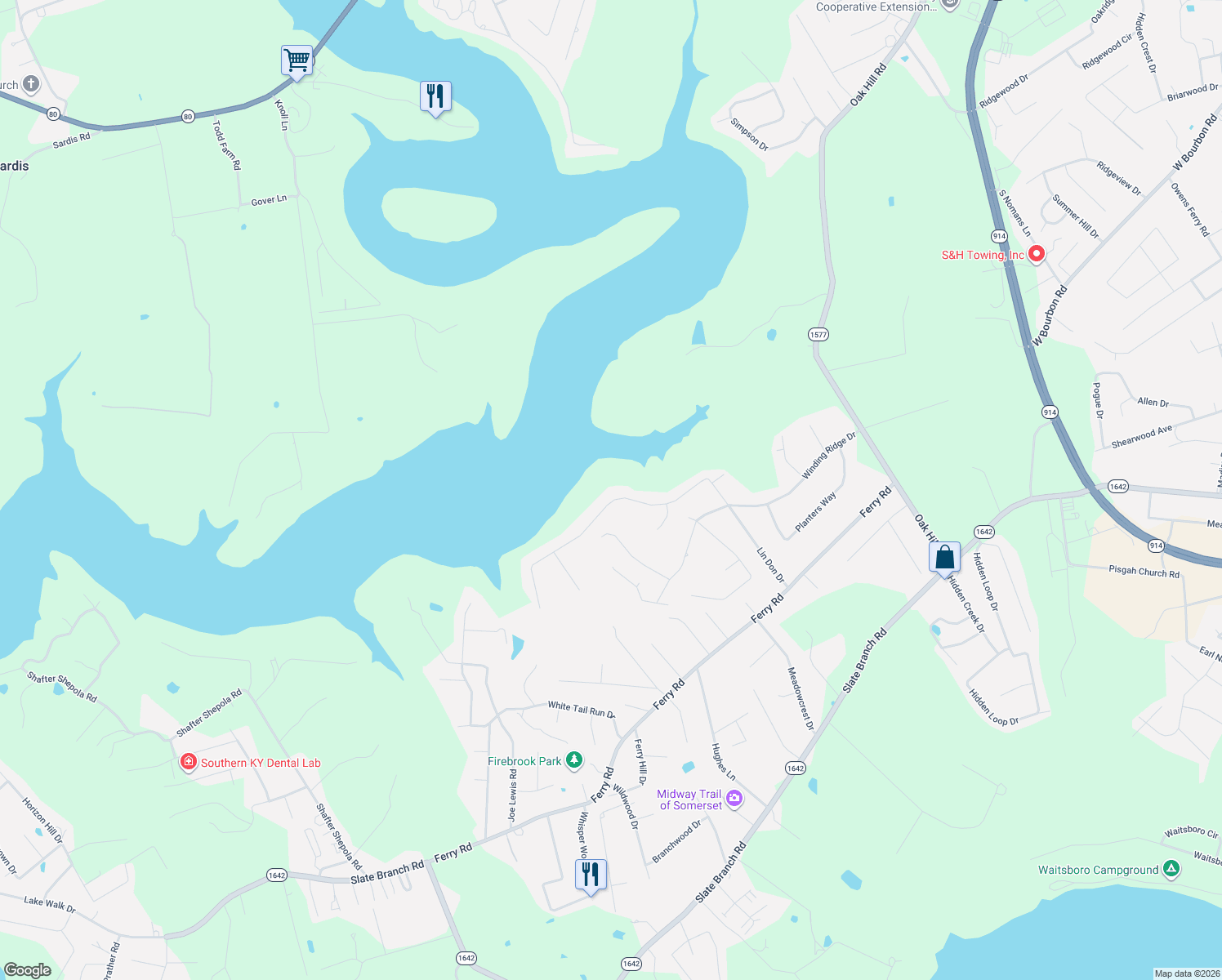 map of restaurants, bars, coffee shops, grocery stores, and more near 2-758 Enchanted Drive in Somerset