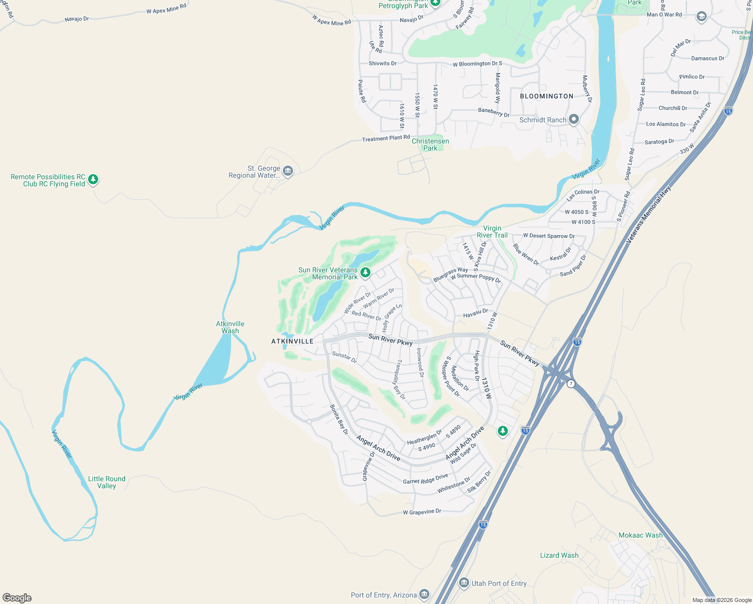 map of restaurants, bars, coffee shops, grocery stores, and more near 1757 Warm River Drive in St. George