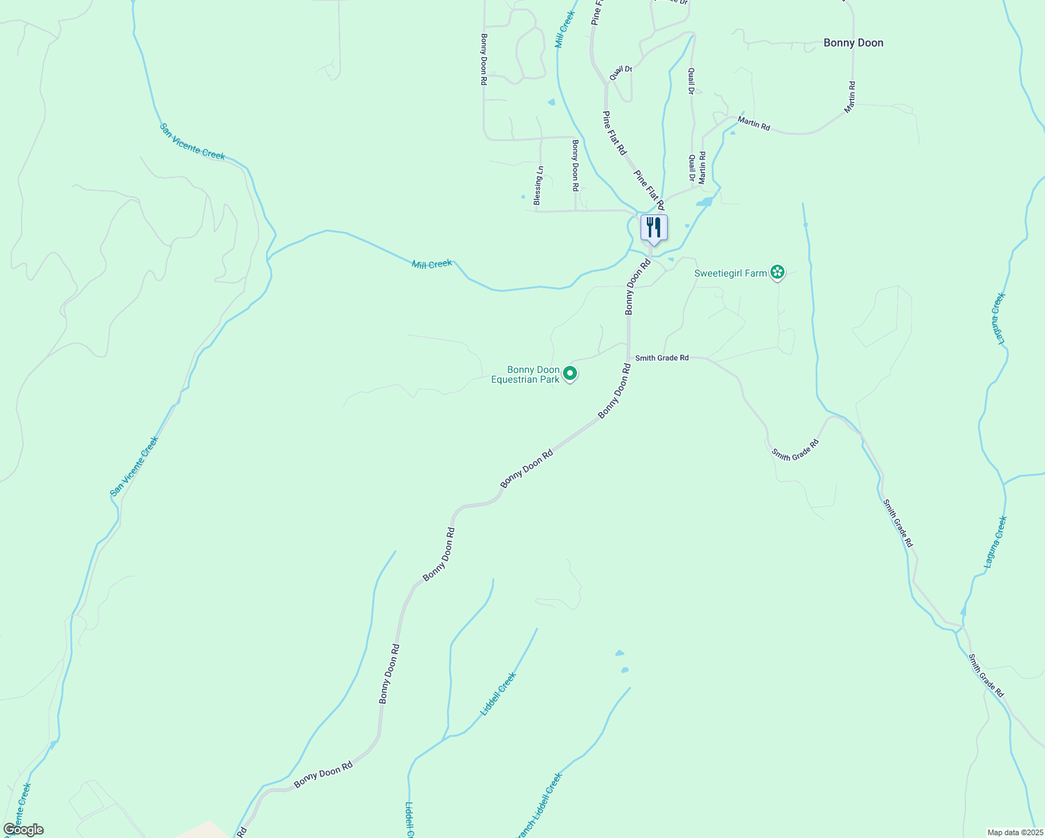 map of restaurants, bars, coffee shops, grocery stores, and more near 575 Brisa Del Mar in Santa Cruz