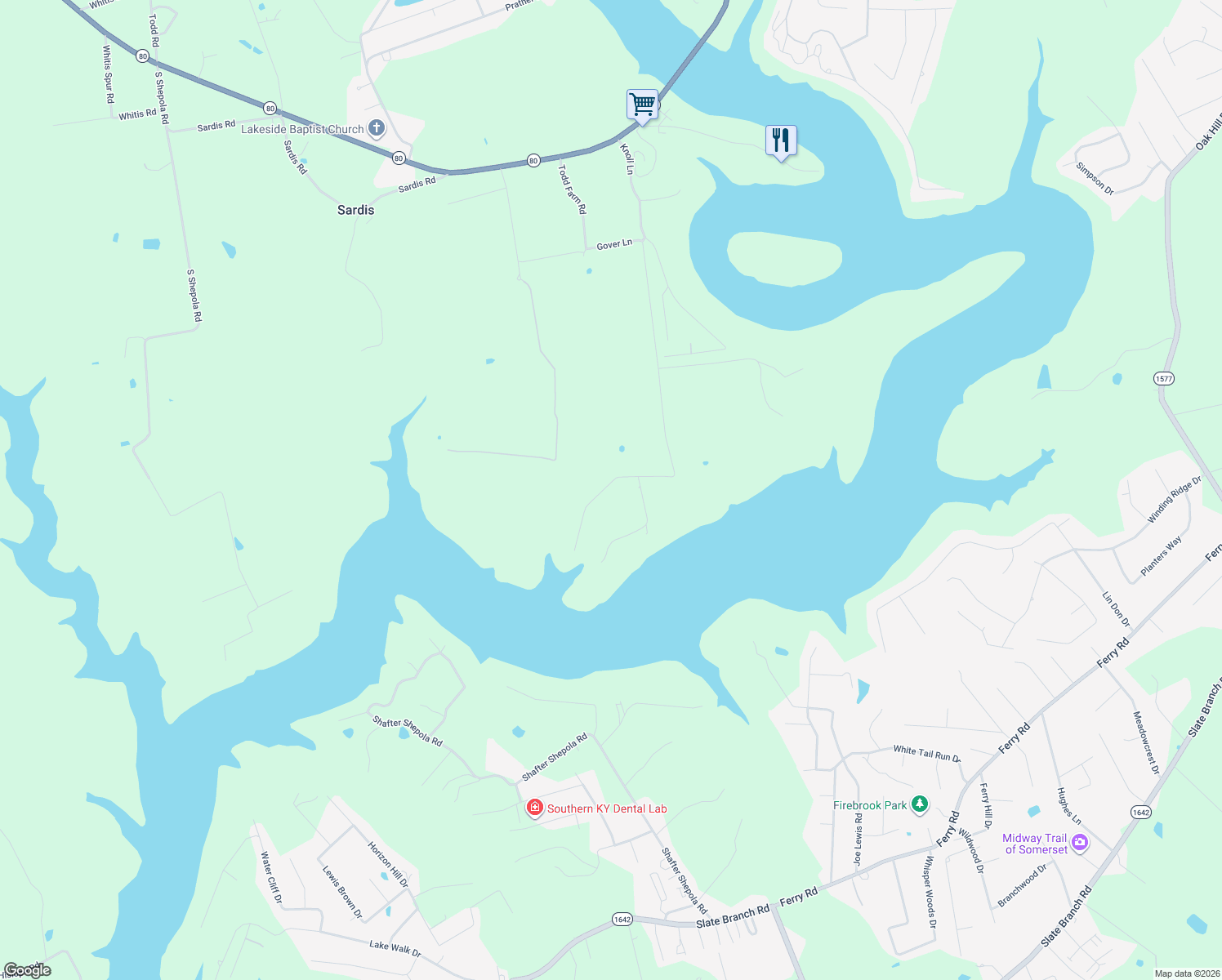 map of restaurants, bars, coffee shops, grocery stores, and more near 1356 Todd Farm Road in Nancy