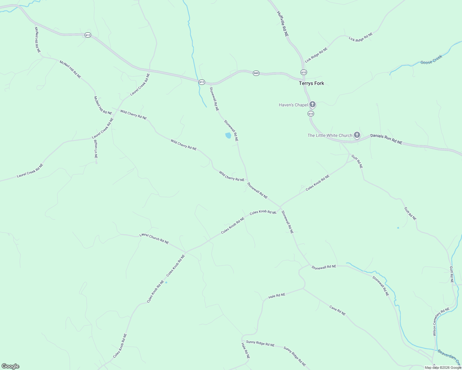 map of restaurants, bars, coffee shops, grocery stores, and more near 665 Wild Cherry Road Northeast in Pilot