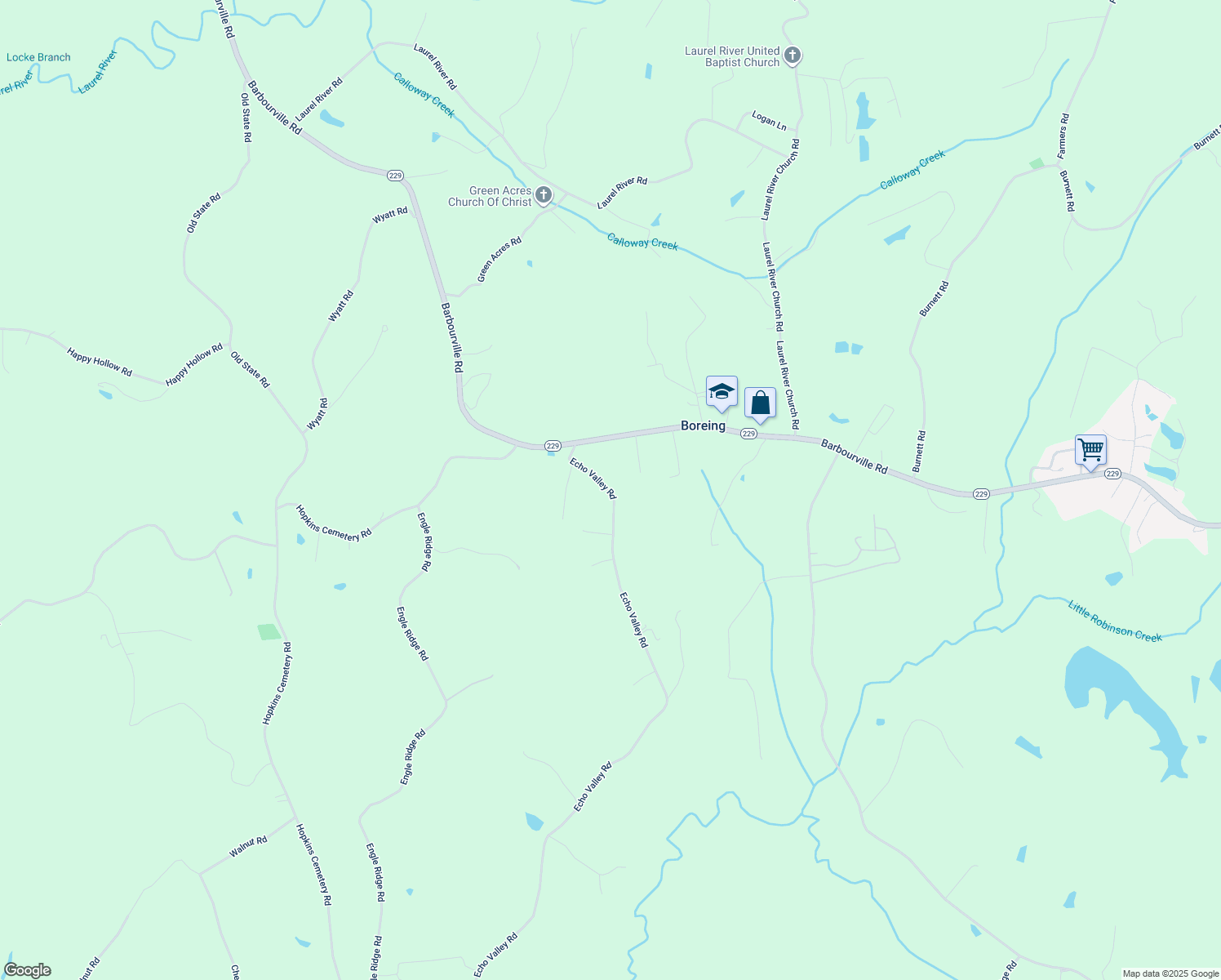 map of restaurants, bars, coffee shops, grocery stores, and more near 5325 Echo Valley Road in Lily