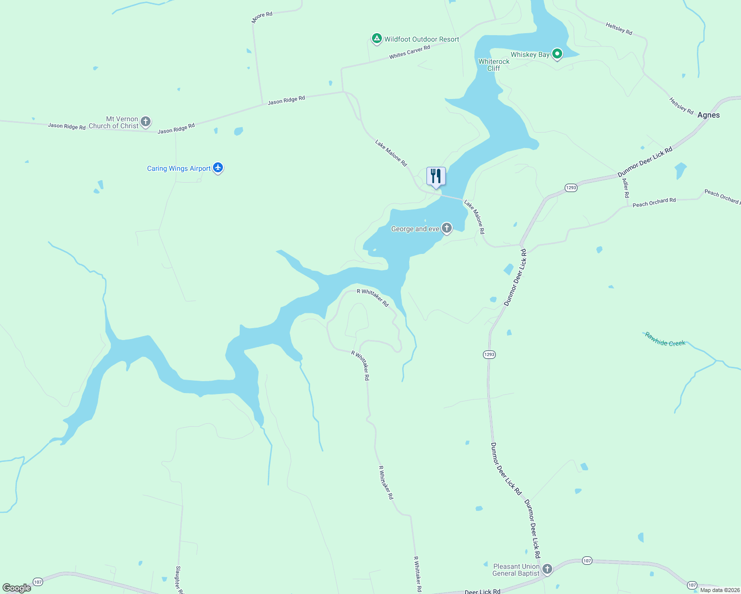 map of restaurants, bars, coffee shops, grocery stores, and more near 1858 Robert Whittaker Road in Lewisburg