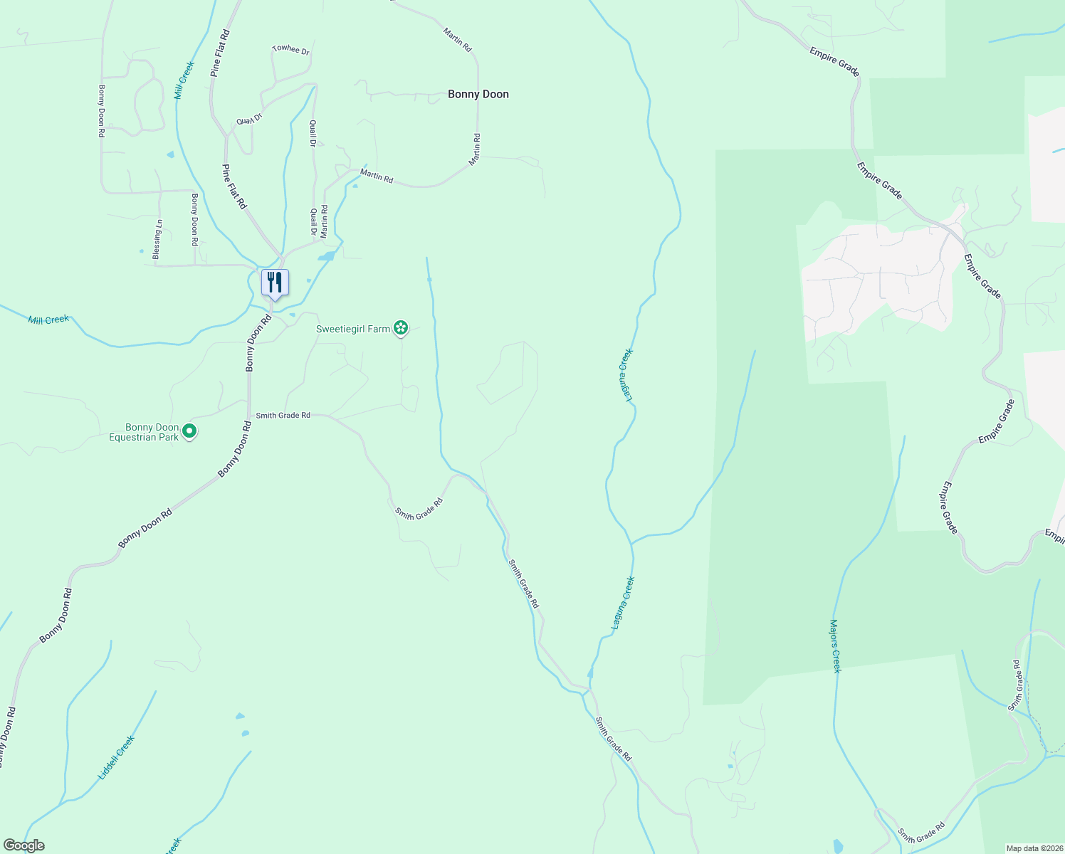 map of restaurants, bars, coffee shops, grocery stores, and more near 510 Warren Drive in Santa Cruz