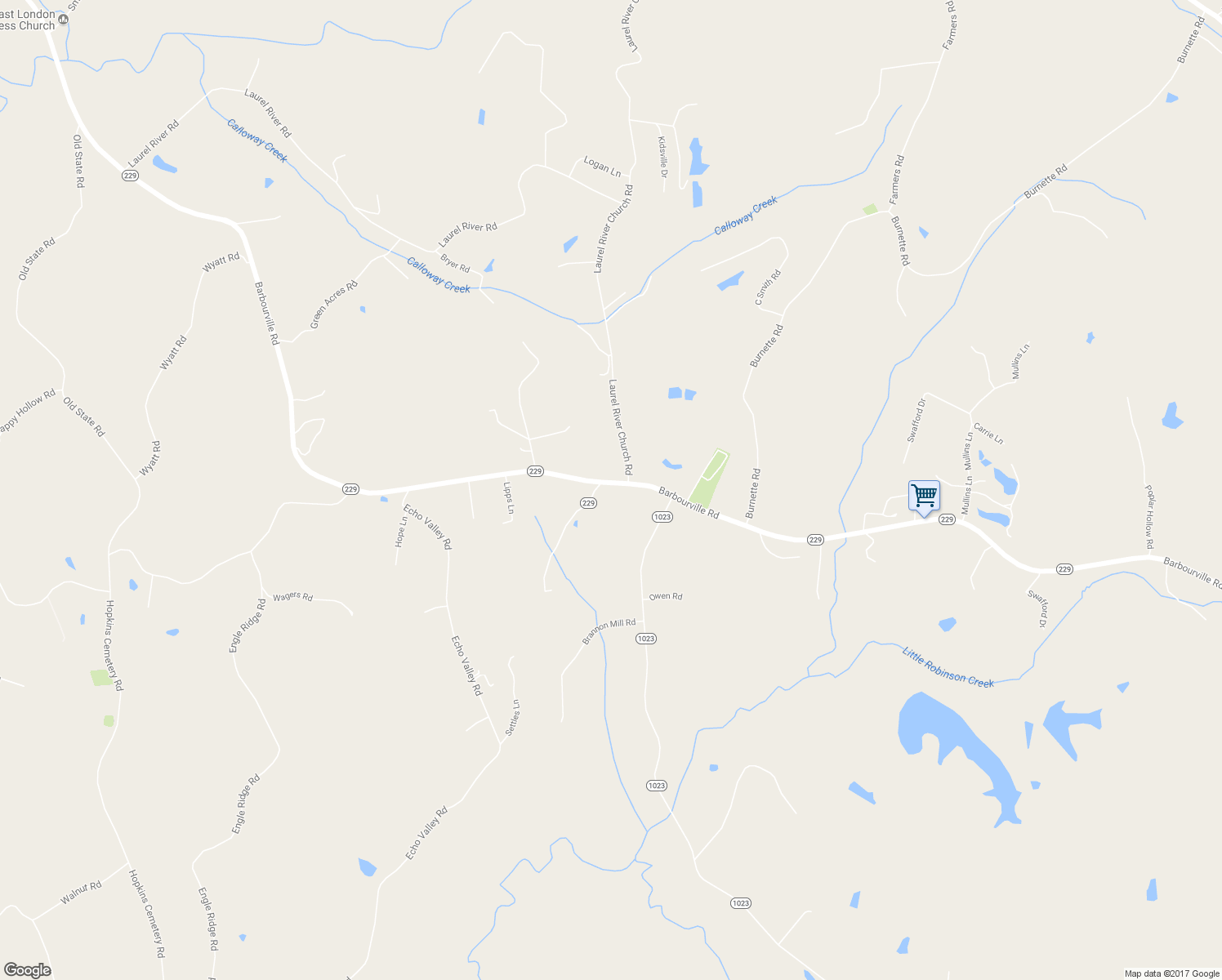 map of restaurants, bars, coffee shops, grocery stores, and more near 6985 Barbourville Road in London