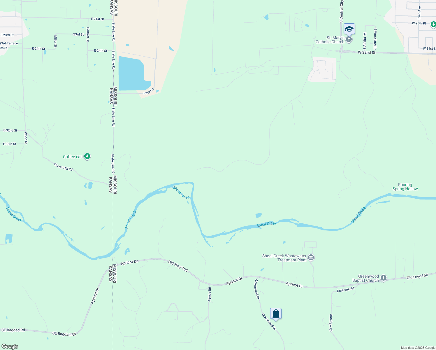 map of restaurants, bars, coffee shops, grocery stores, and more near 1619 South John Duffy Drive in Joplin