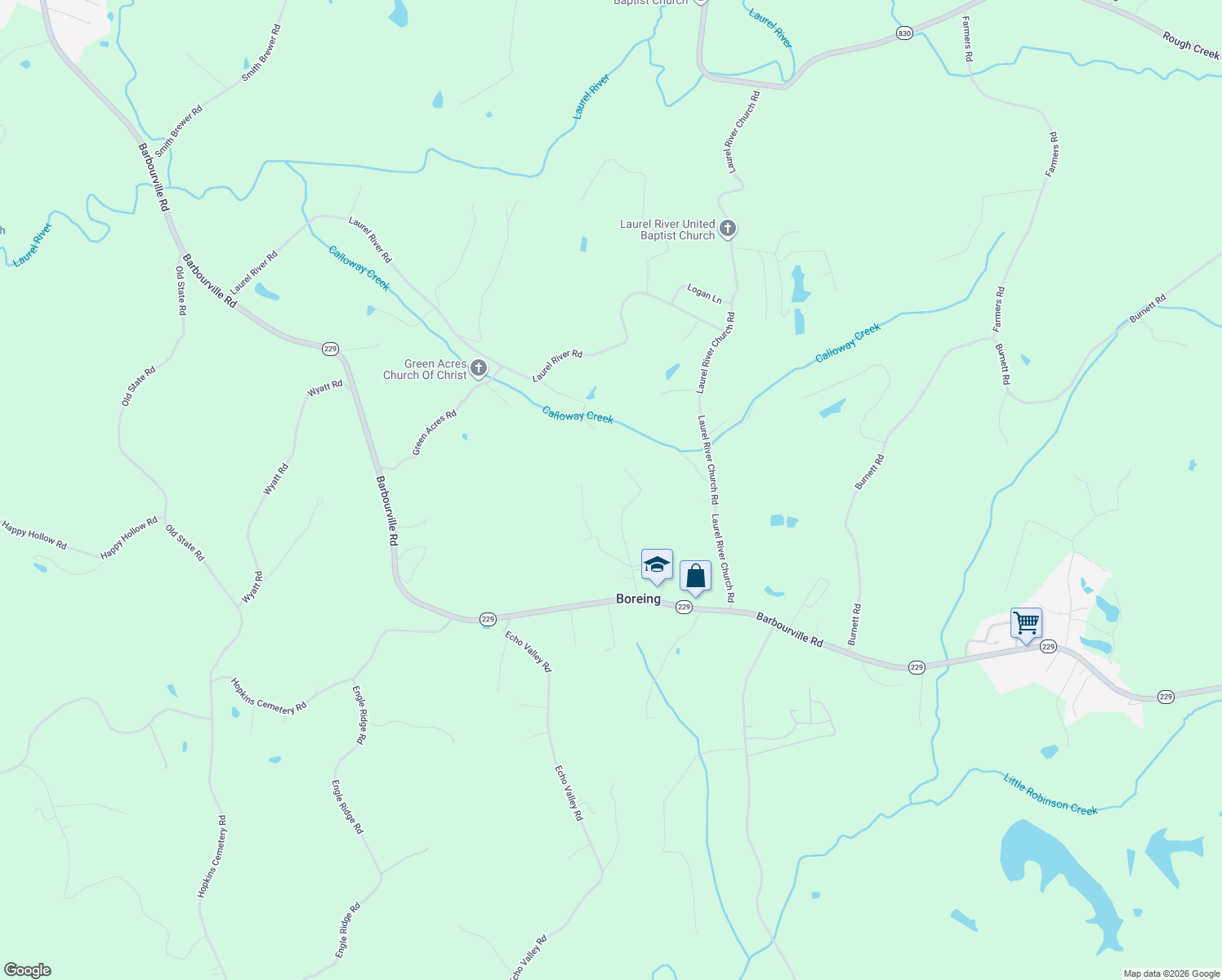 map of restaurants, bars, coffee shops, grocery stores, and more near 301 Campground School Road in London