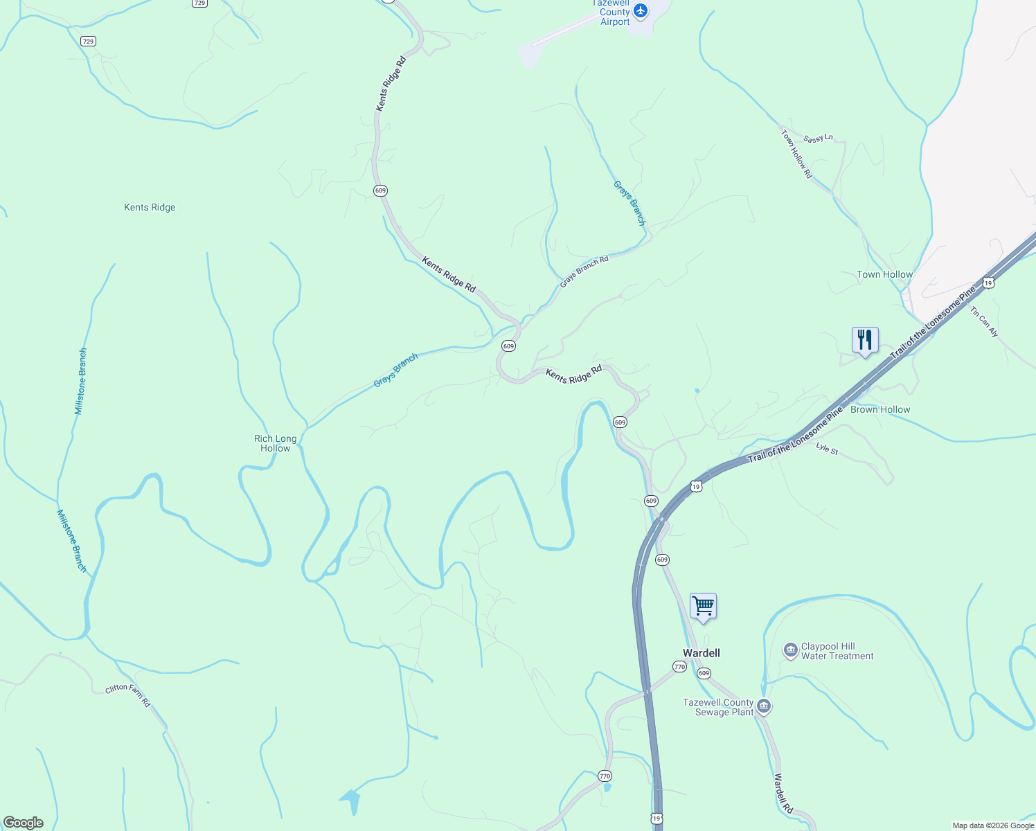map of restaurants, bars, coffee shops, grocery stores, and more near 111 Stevenson Lane in Cedar Bluff