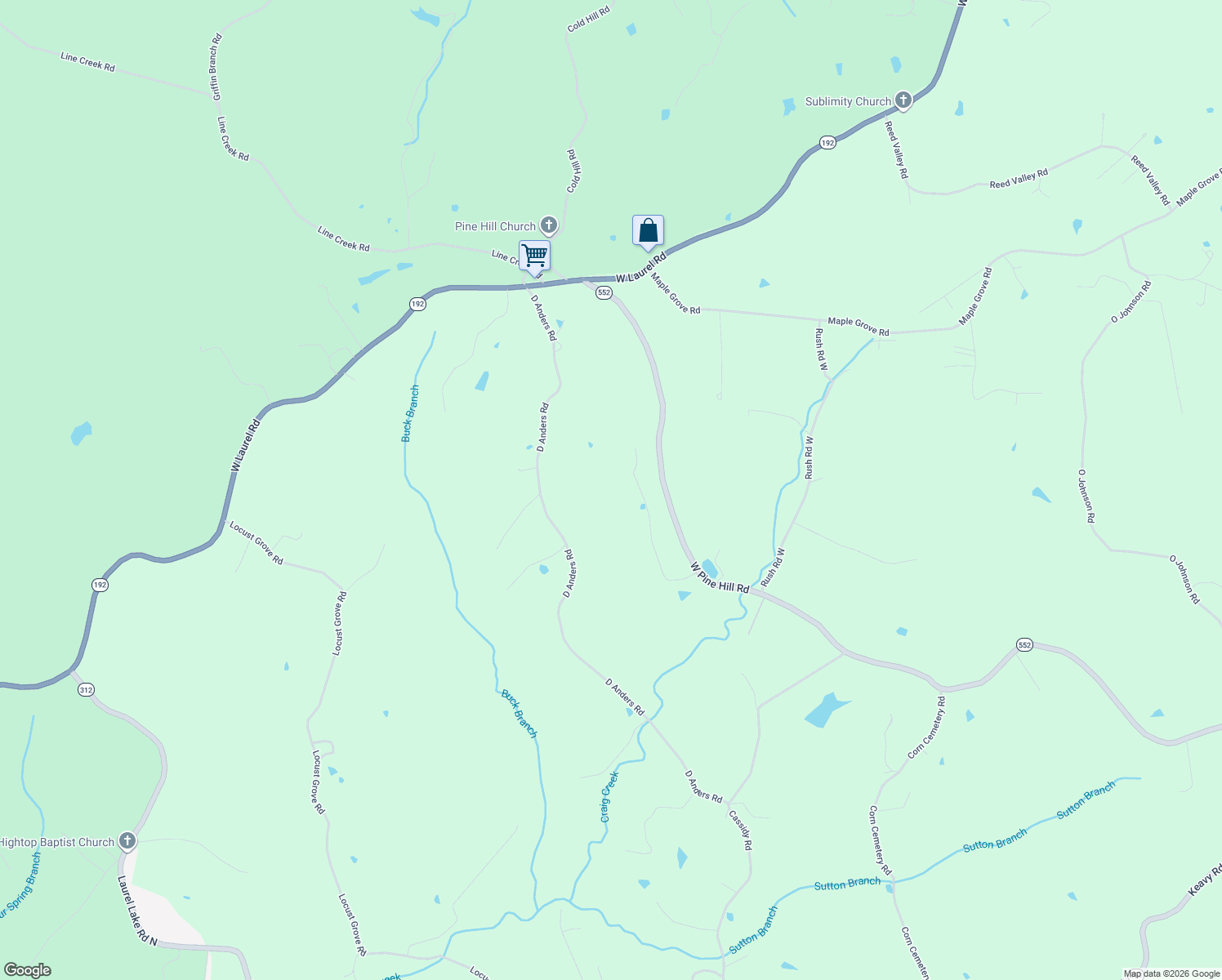 map of restaurants, bars, coffee shops, grocery stores, and more near 2105 West Pine Hill Road in London