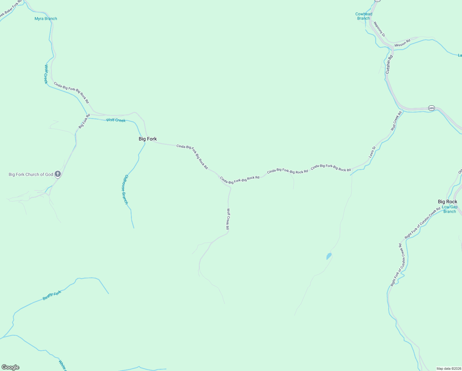 map of restaurants, bars, coffee shops, grocery stores, and more near Cinda-Big Fork-Big Rock Road in Yeaddiss