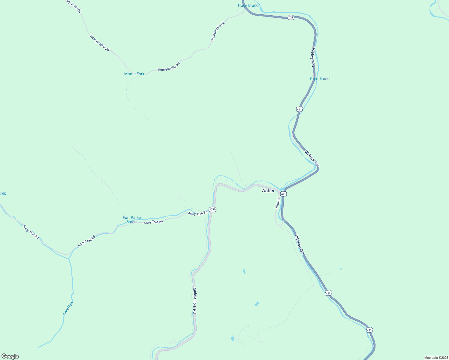 map of restaurants, bars, coffee shops, grocery stores, and more near 510 Middle Fork Road in Asher