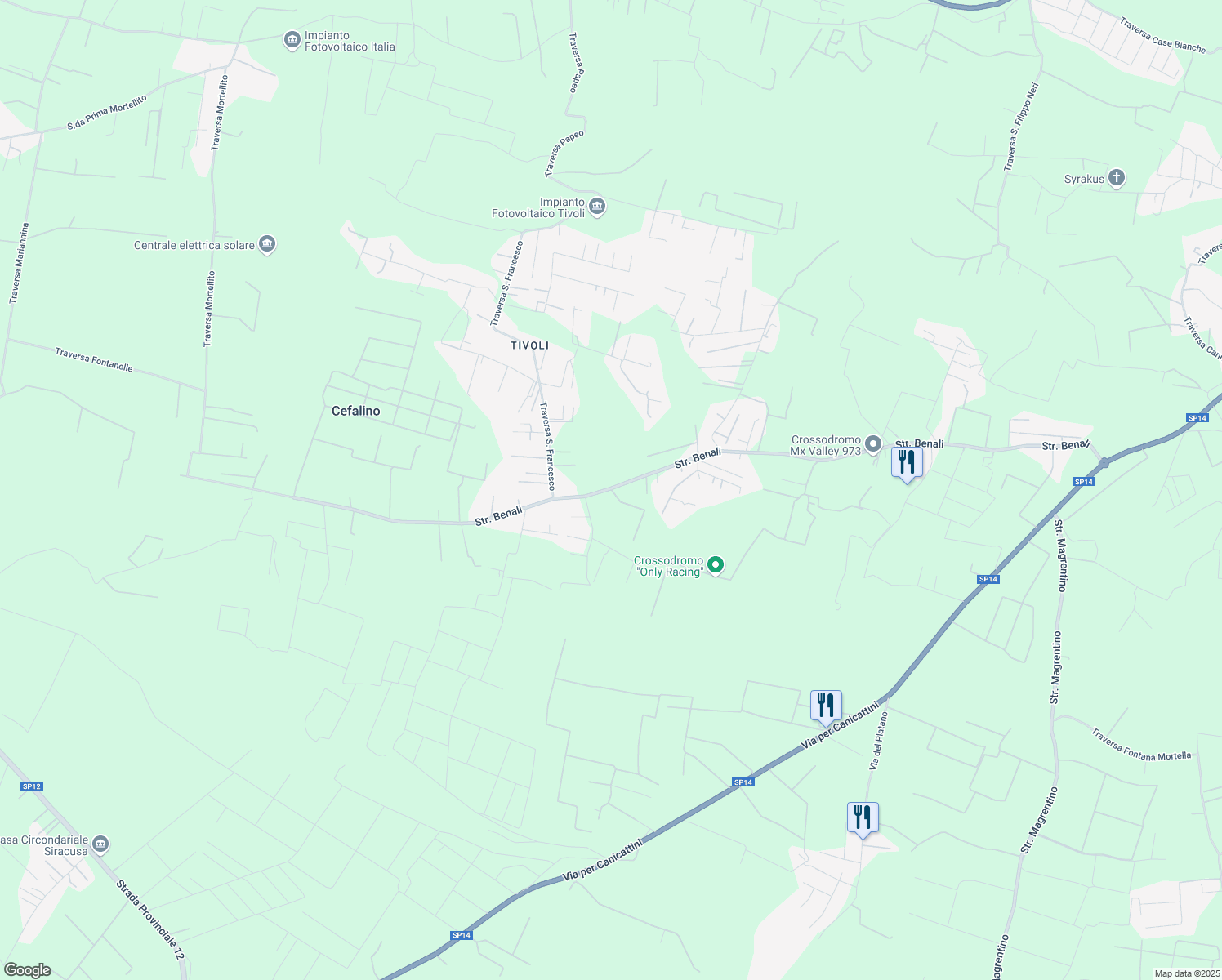 map of restaurants, bars, coffee shops, grocery stores, and more near 161 Strada Benali in Libero consorzio comunale di Siracusa