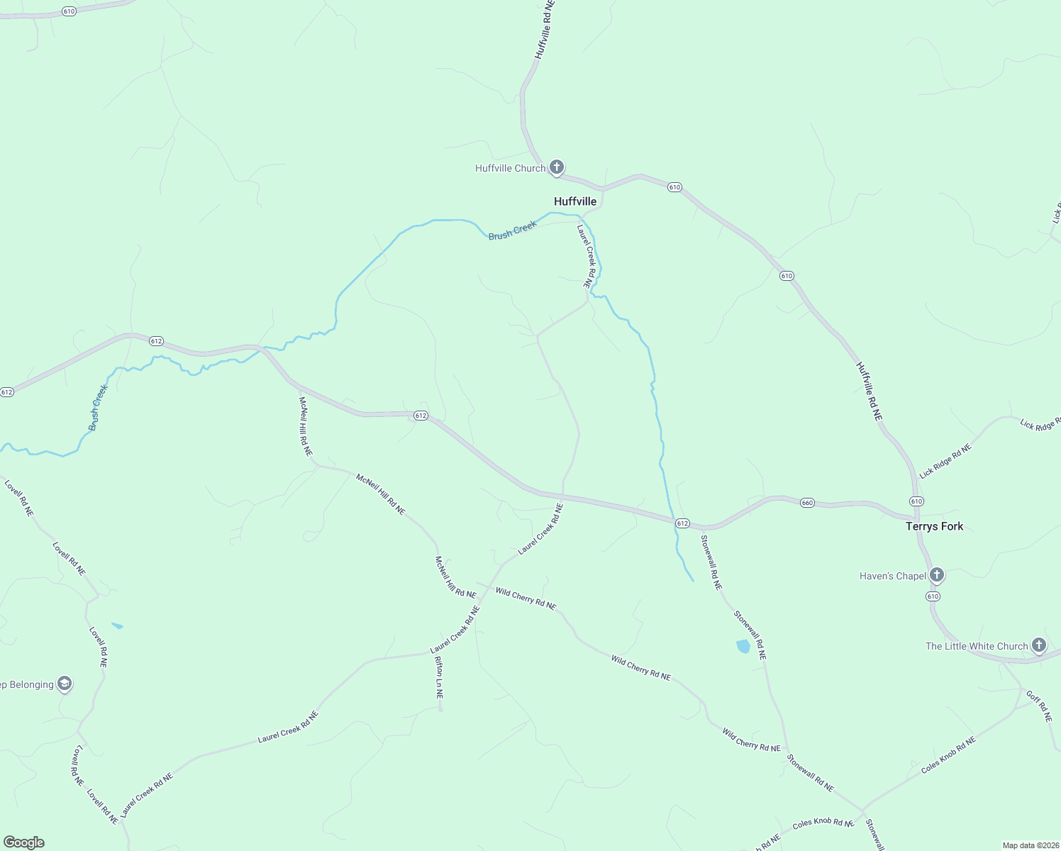 map of restaurants, bars, coffee shops, grocery stores, and more near 1958 Laurel Creek Road Northeast in Pilot