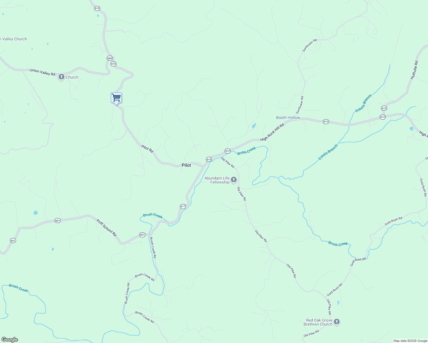 map of restaurants, bars, coffee shops, grocery stores, and more near 4400 Brush Creek Road in Pilot