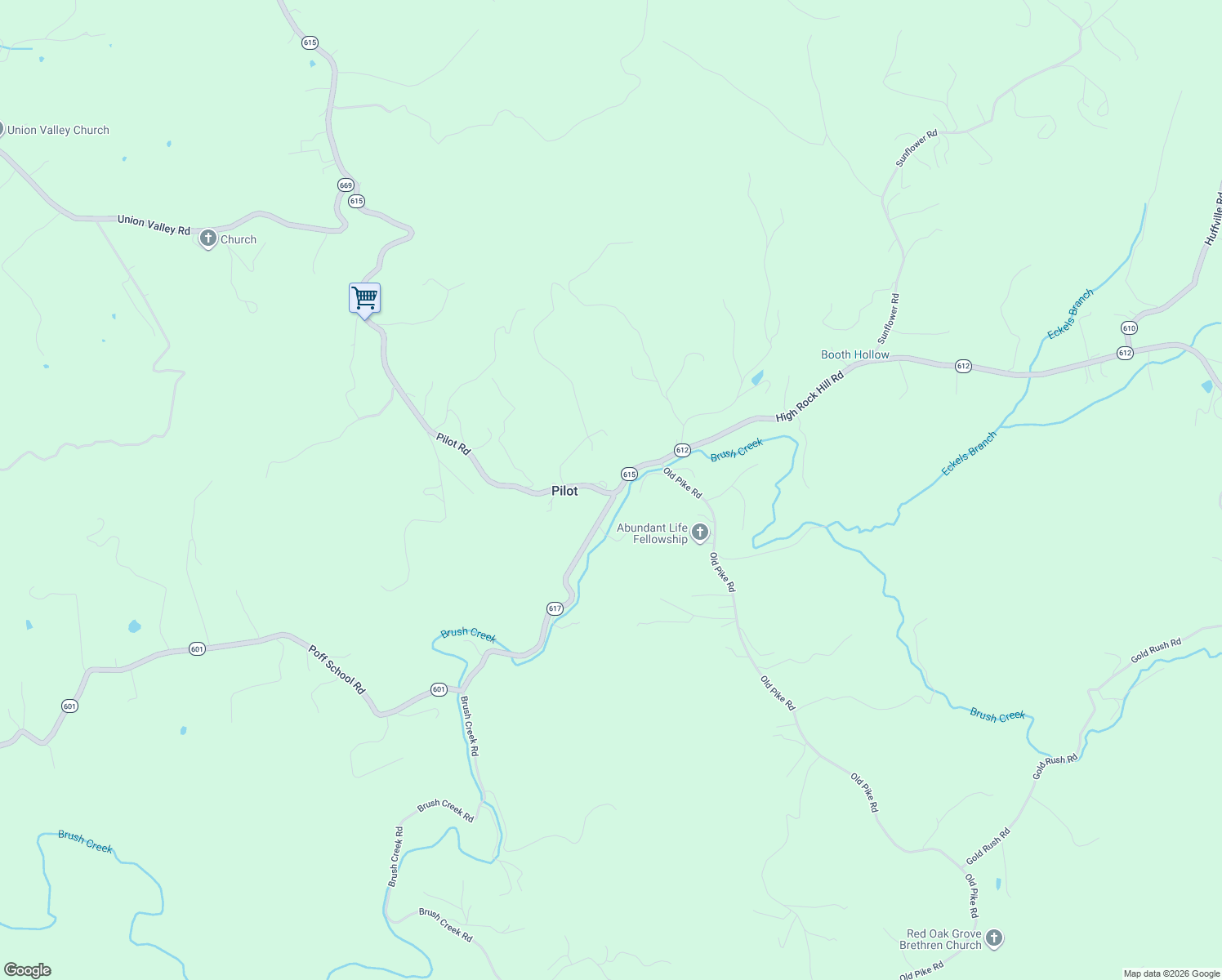 map of restaurants, bars, coffee shops, grocery stores, and more near 4400-4422 Brush Creek Road in Pilot