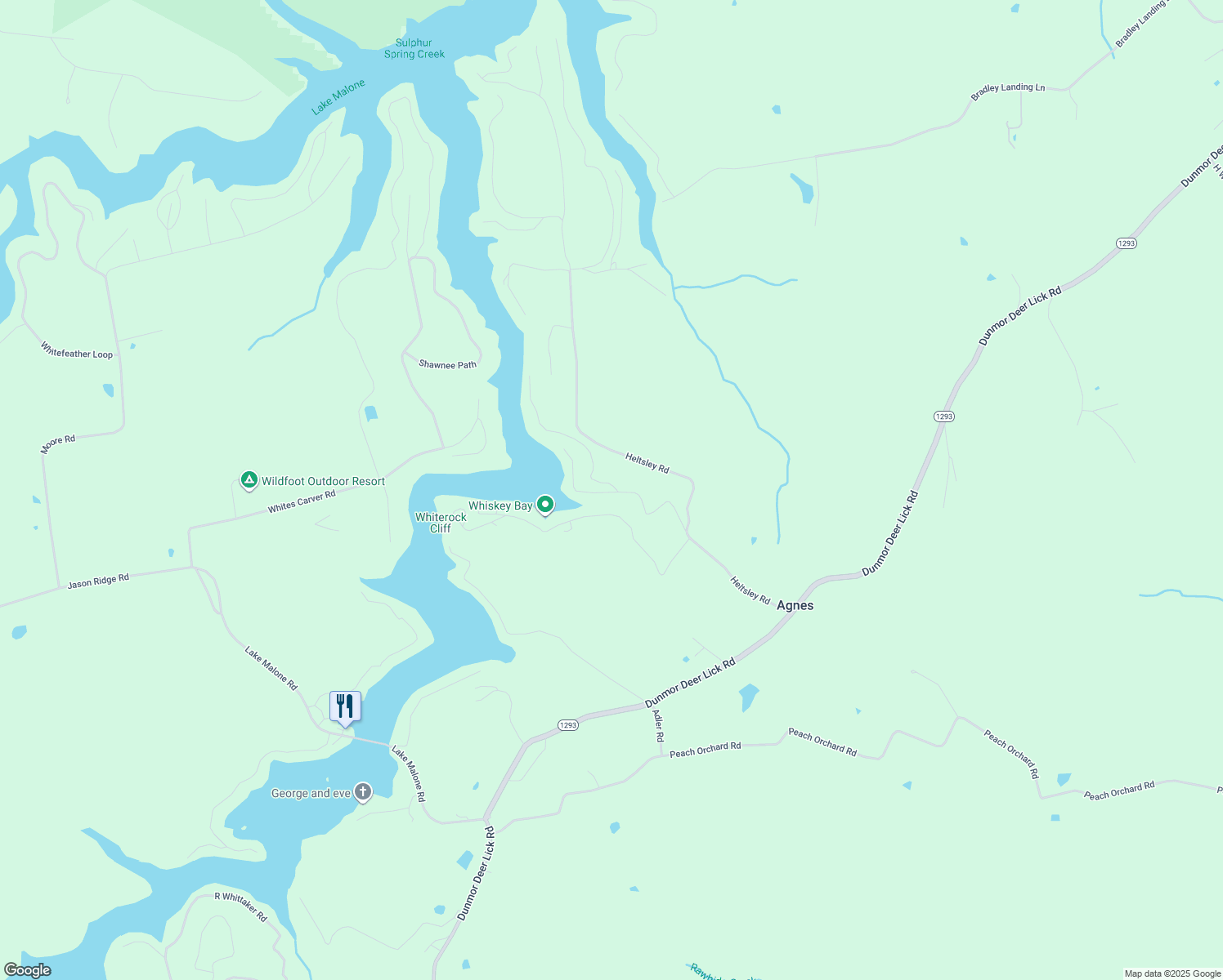 map of restaurants, bars, coffee shops, grocery stores, and more near Little Creek Road in Lewisburg