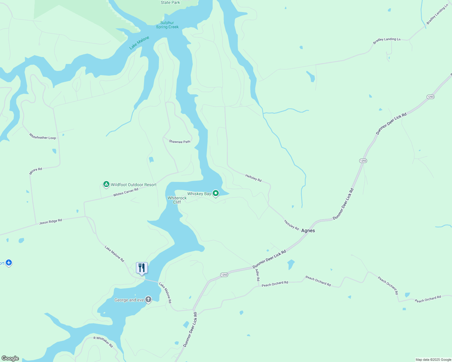map of restaurants, bars, coffee shops, grocery stores, and more near Little Creek Road in Logan County